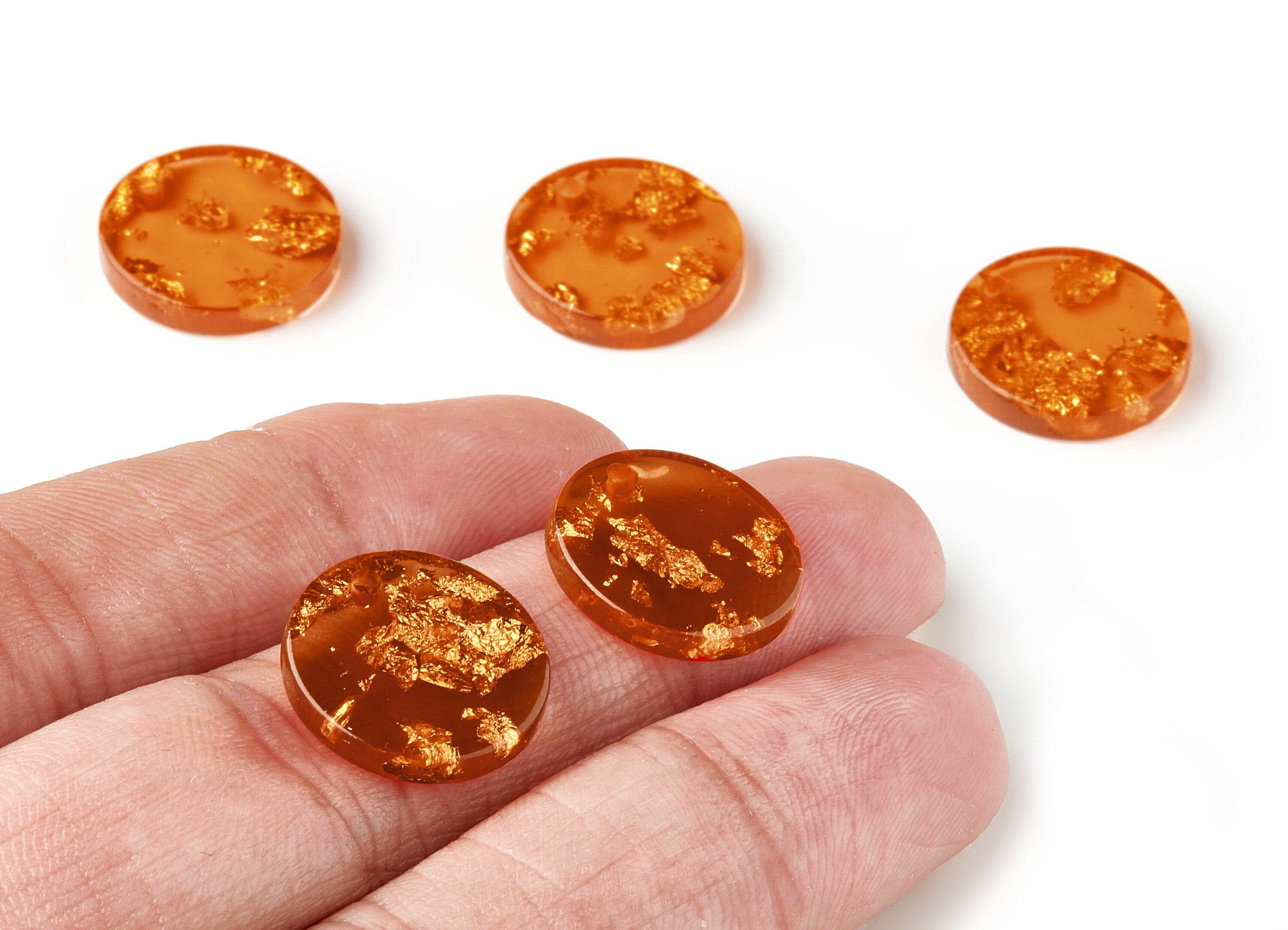 Acrylic Round Charms - Gold Color Flake Earrings - Coin Earrings and Pendant - Color Code: A291 - 16.68x16.68x3.1mm - AC1609-A291 - DOMEDBAZAAR