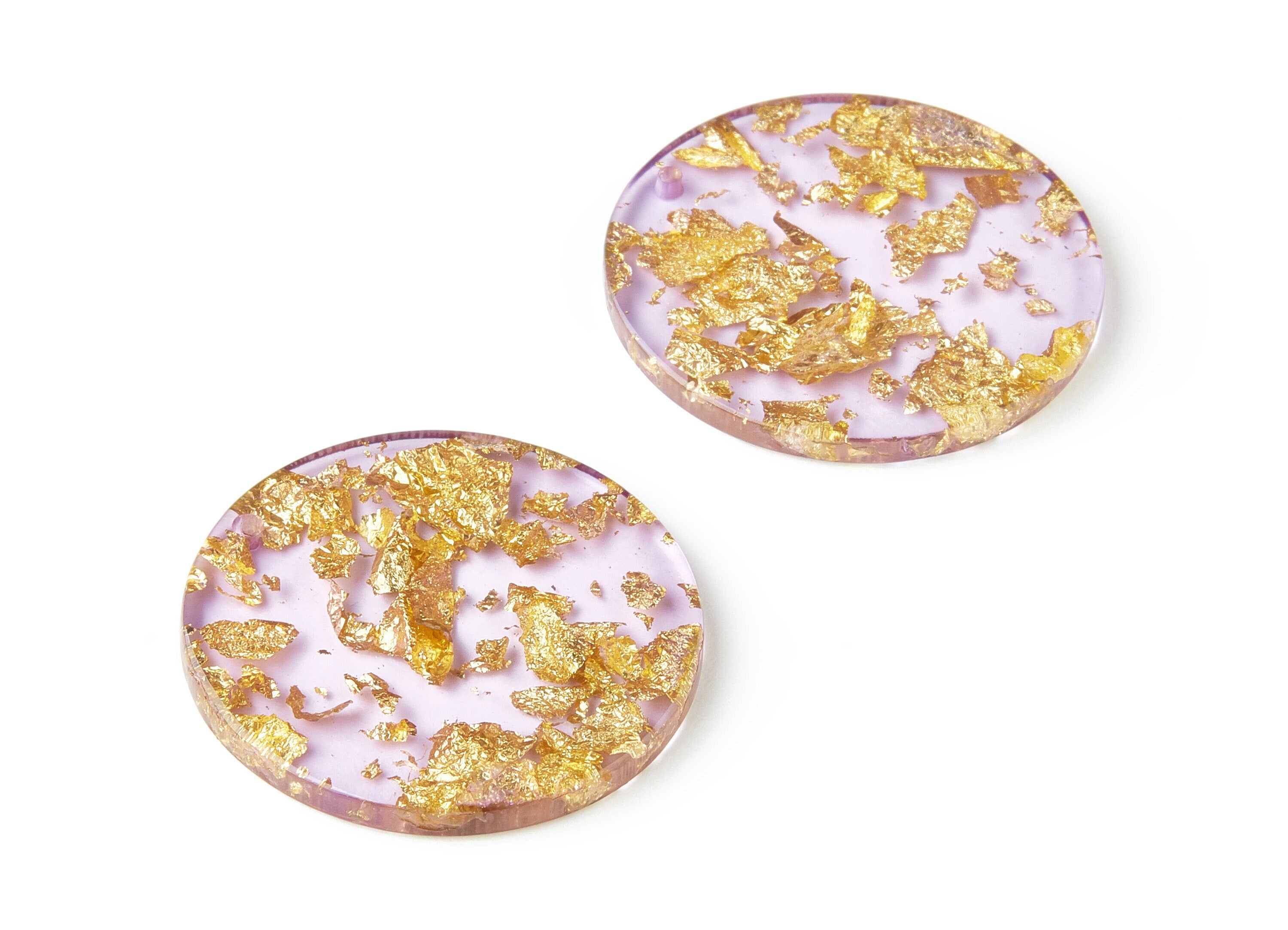 Acrylic Round Charms - Gold Color Flake Earrings - Round Earrings and Pendant - Color Code: A293 - 34.47x34.47x2.99mm - AC1614-A293 - DOMEDBAZAAR