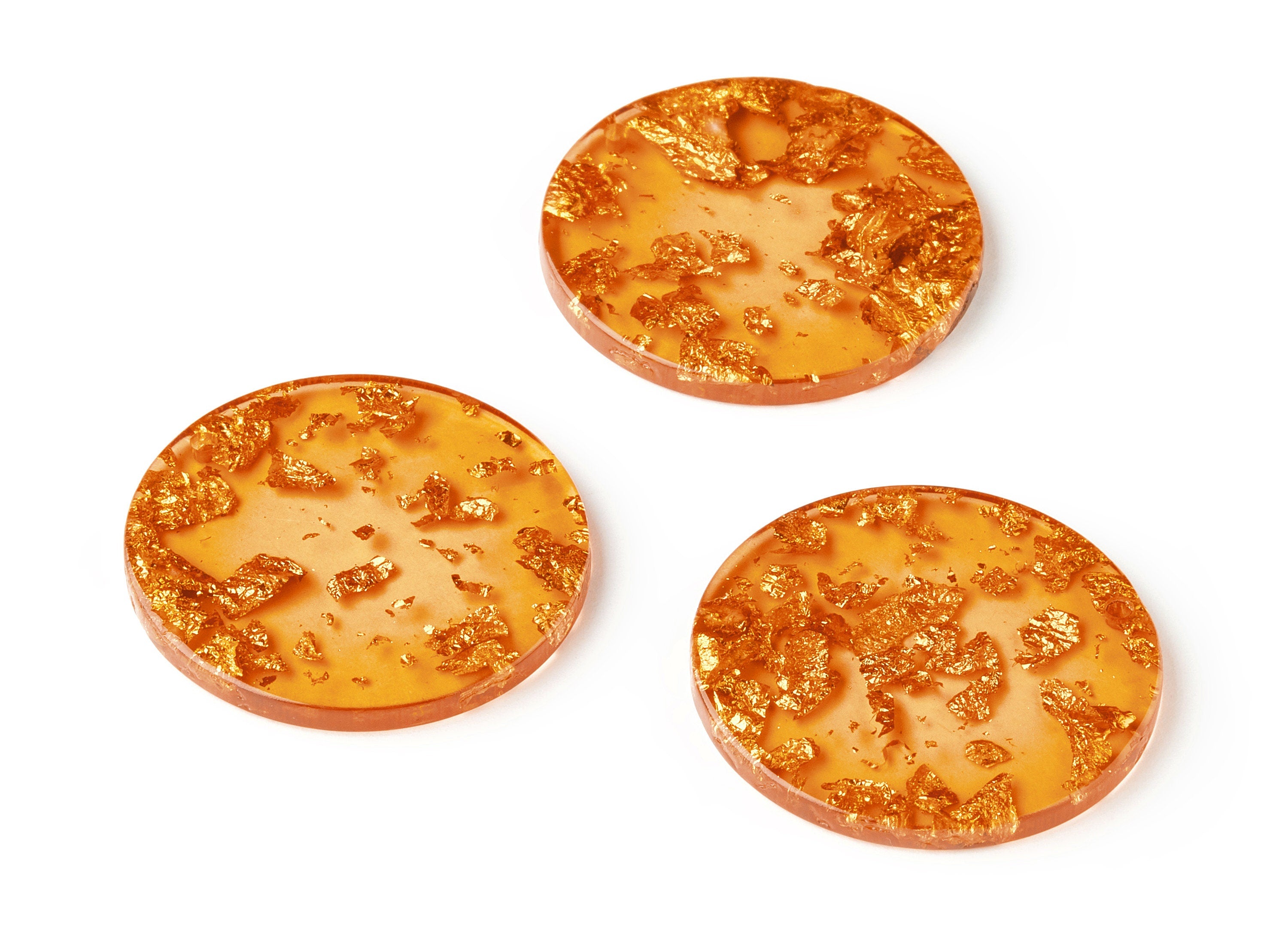 Acrylic Round Charms - Gold Color Flake Earrings - Round Earrings and Pendant - Color Code: A291 - 34.47x34.47x2.99mm - AC1614-A291 - DOMEDBAZAAR