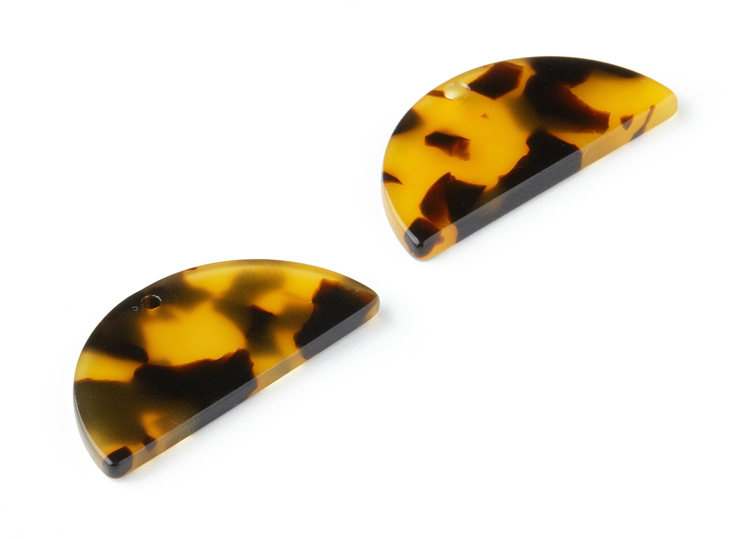 Acetate Semi Circle Earring Charms- Tortoise Shell Half Moon Pendant - Jewelry Making Supplies - Color Code:A02 - 30.5x15x2.6mm- AC1582-A02 - DOMEDBAZAAR