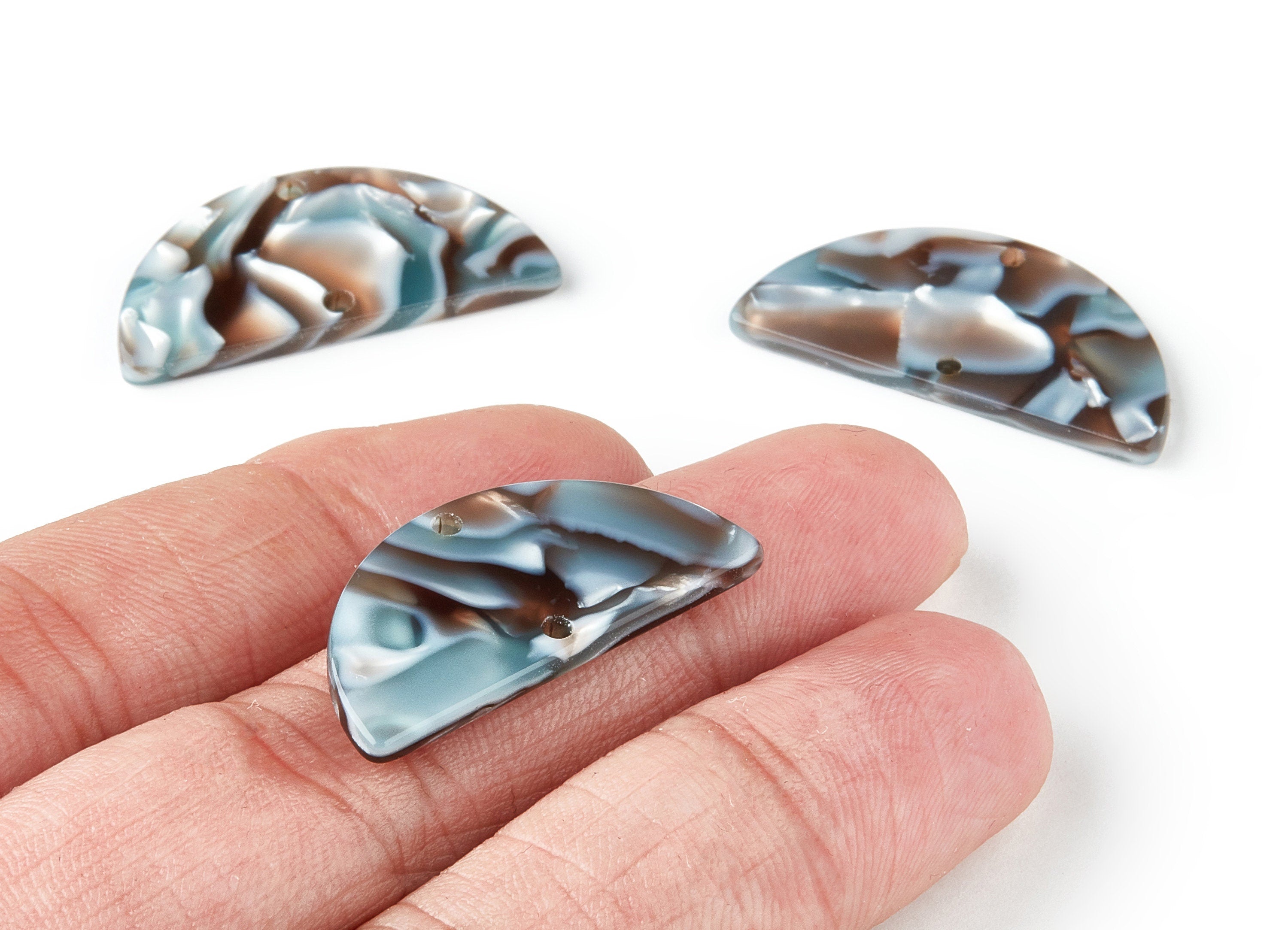 Acetate Semicircle Connectors Charms - 2 Holes - Semicircle Earrings - Earring Findings - Color Code:A22 - 30x15x2.43mm - AC1061-A22 - DOMEDBAZAAR
