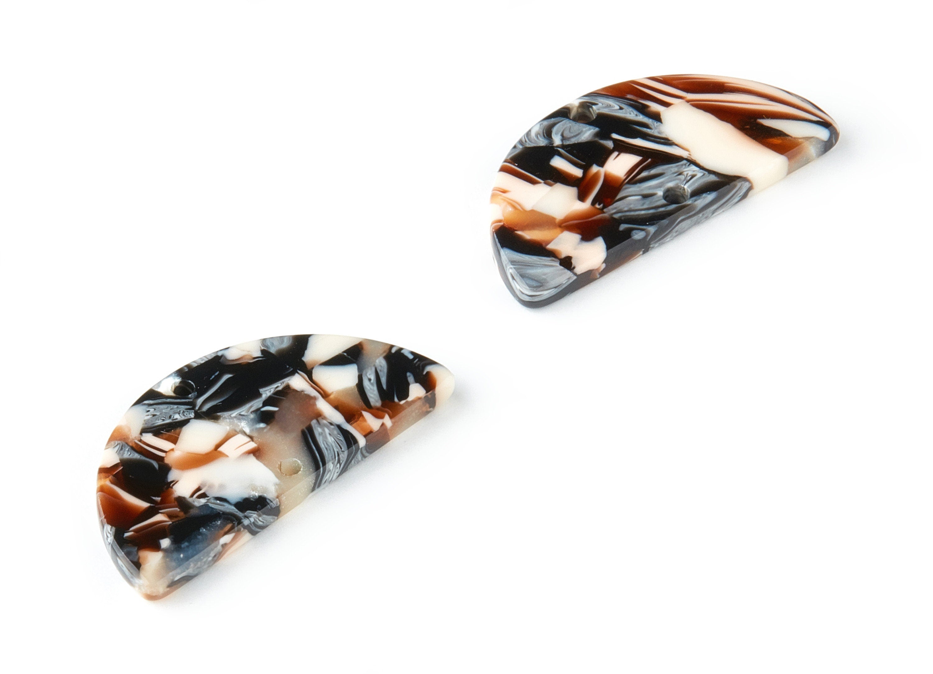 Acetate Semicircle Connectors Charms - 2 Holes - Semicircle Earrings - Earring Findings - Color Code:A51 - 30x15x2.5mm - AC1061-A51 - DOMEDBAZAAR