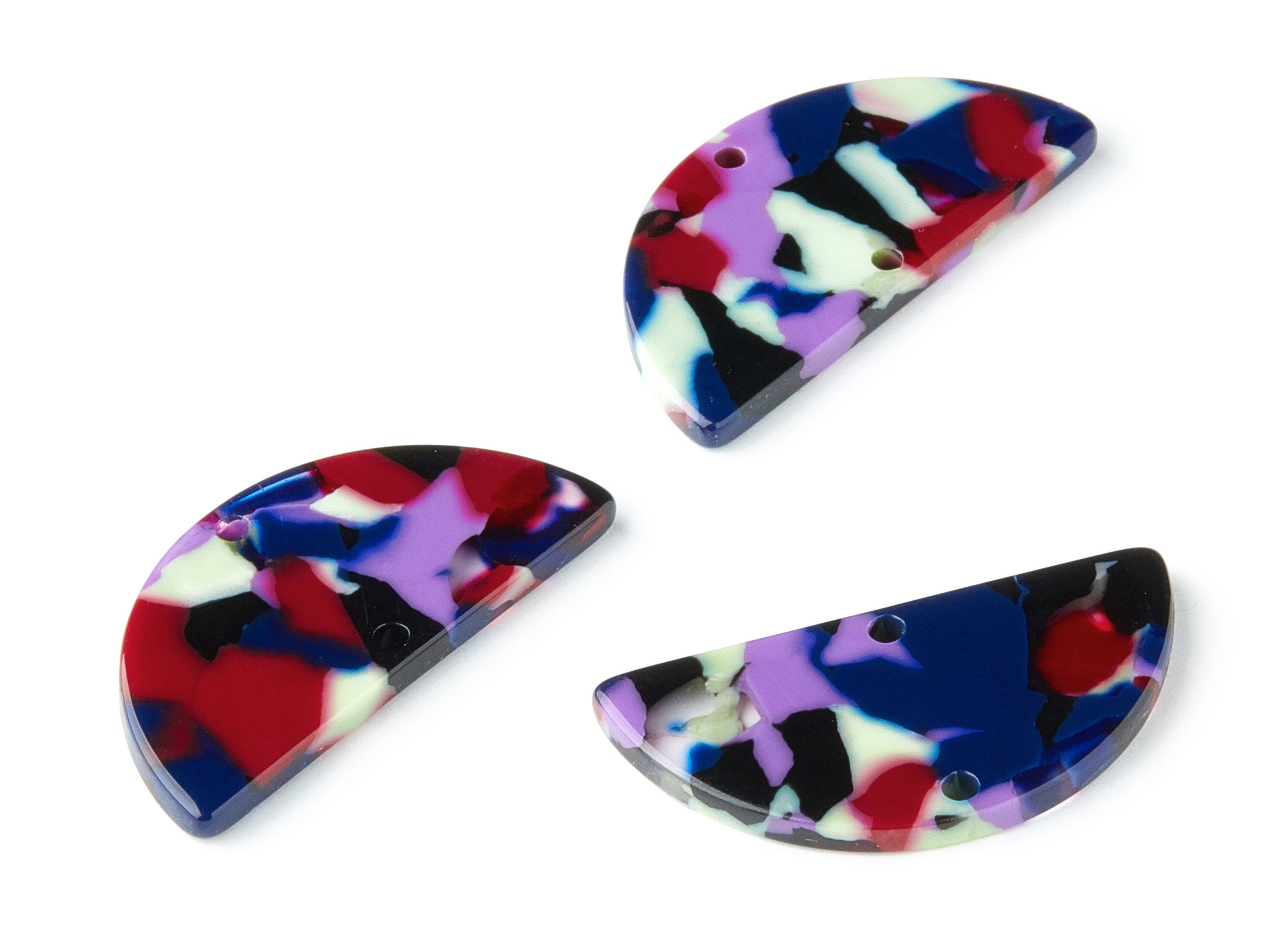 Acetate Semicircle Connectors - 2 Holes - Semicircle Connectors - Earring Findings - Color Code:A151 - 33.6x16.5x2.5mm - AC1218L - DOMEDBAZAAR