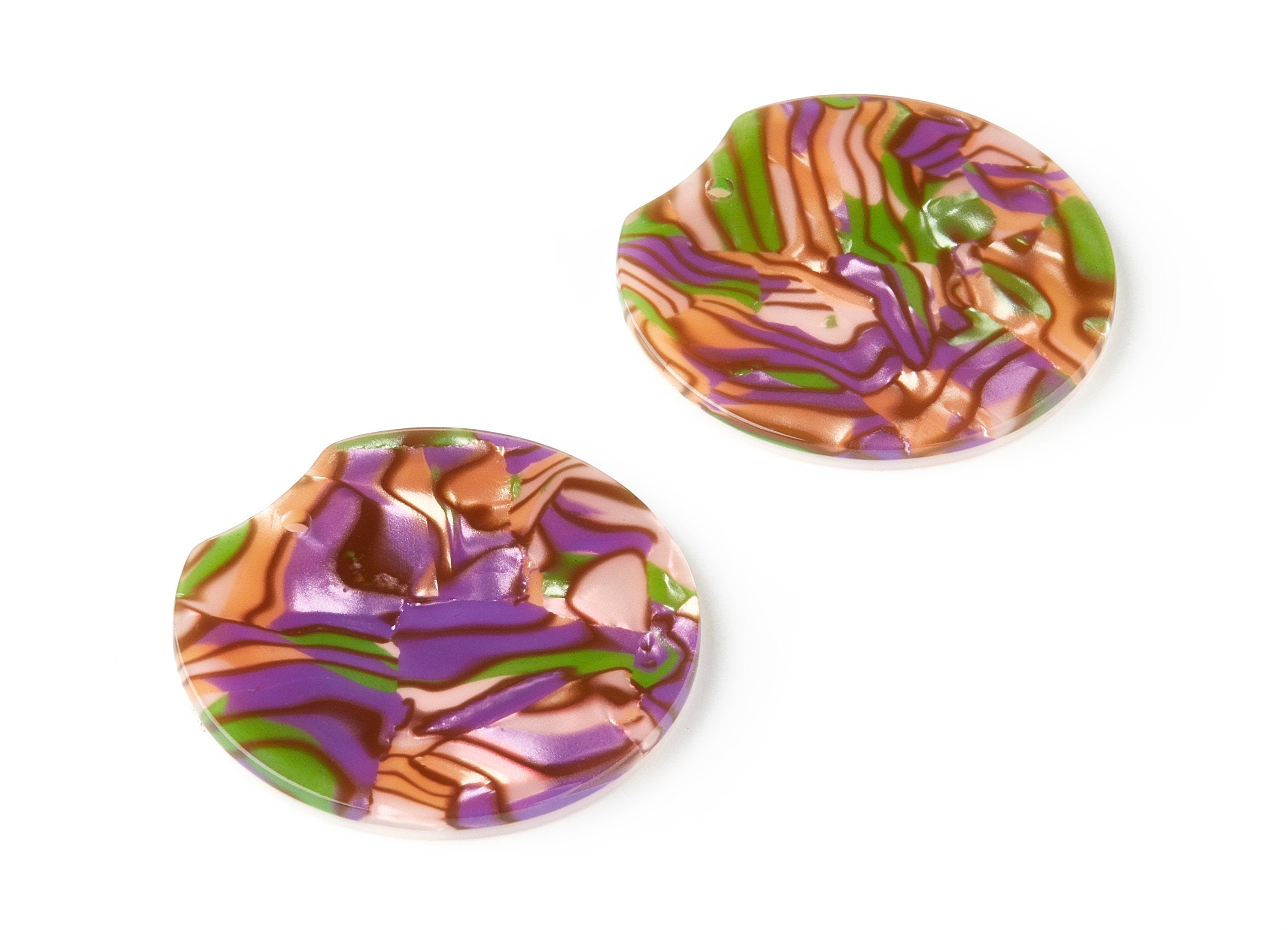 Acetate Round Charms - Round Earring and Pendant - Earring Findings - Jewelry Supplys - Color Code: A289 - 36.76x34.55x2.62mm - AC1604-A289 - DOMEDBAZAAR