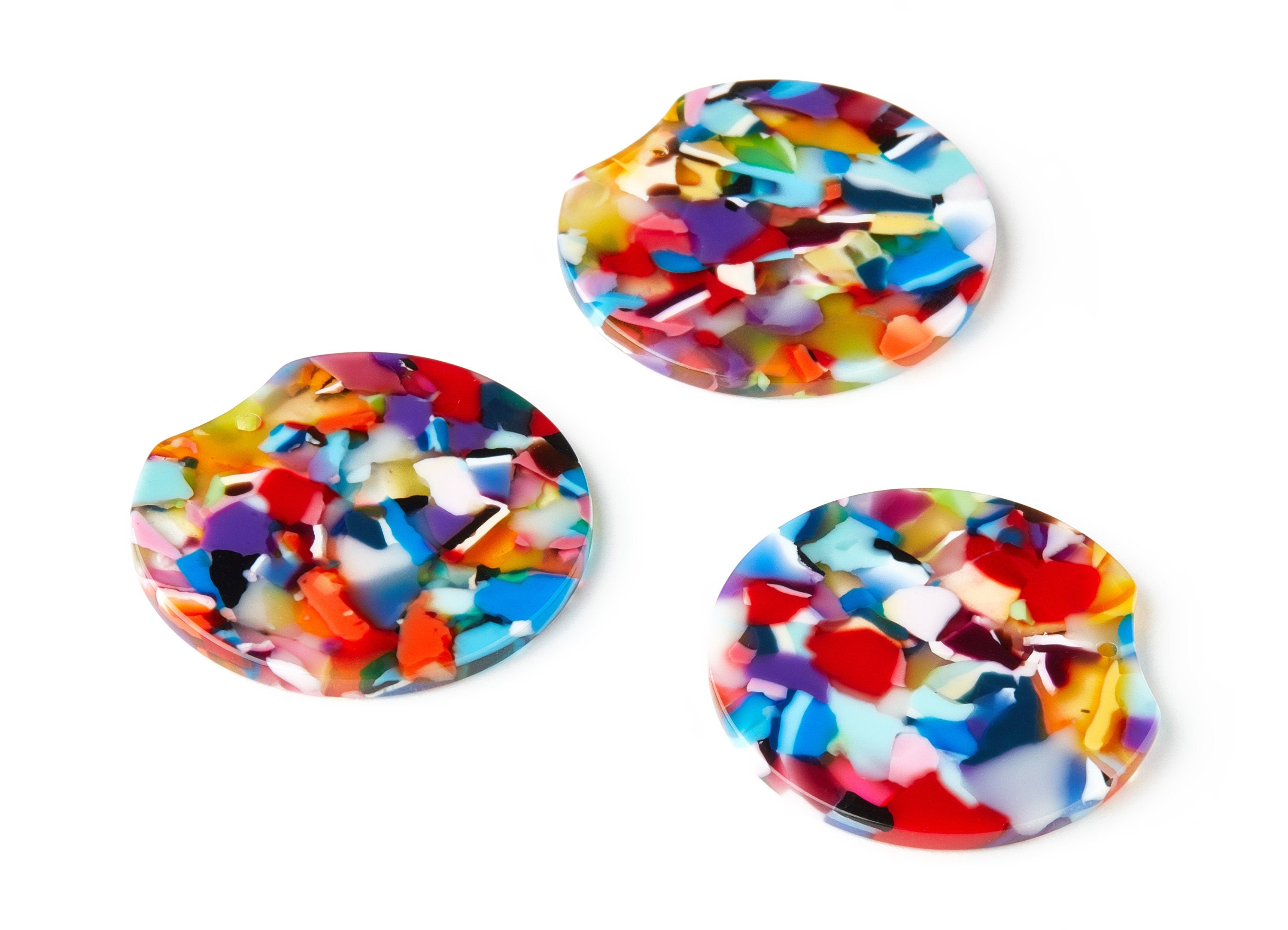 Acetate Round Charms - Round Earring and Pendant - Earring Findings - Jewellery Supplies - Color Code: A21 - 36.76x34.55x2.62mm - AC1604-A21 - DOMEDBAZAAR