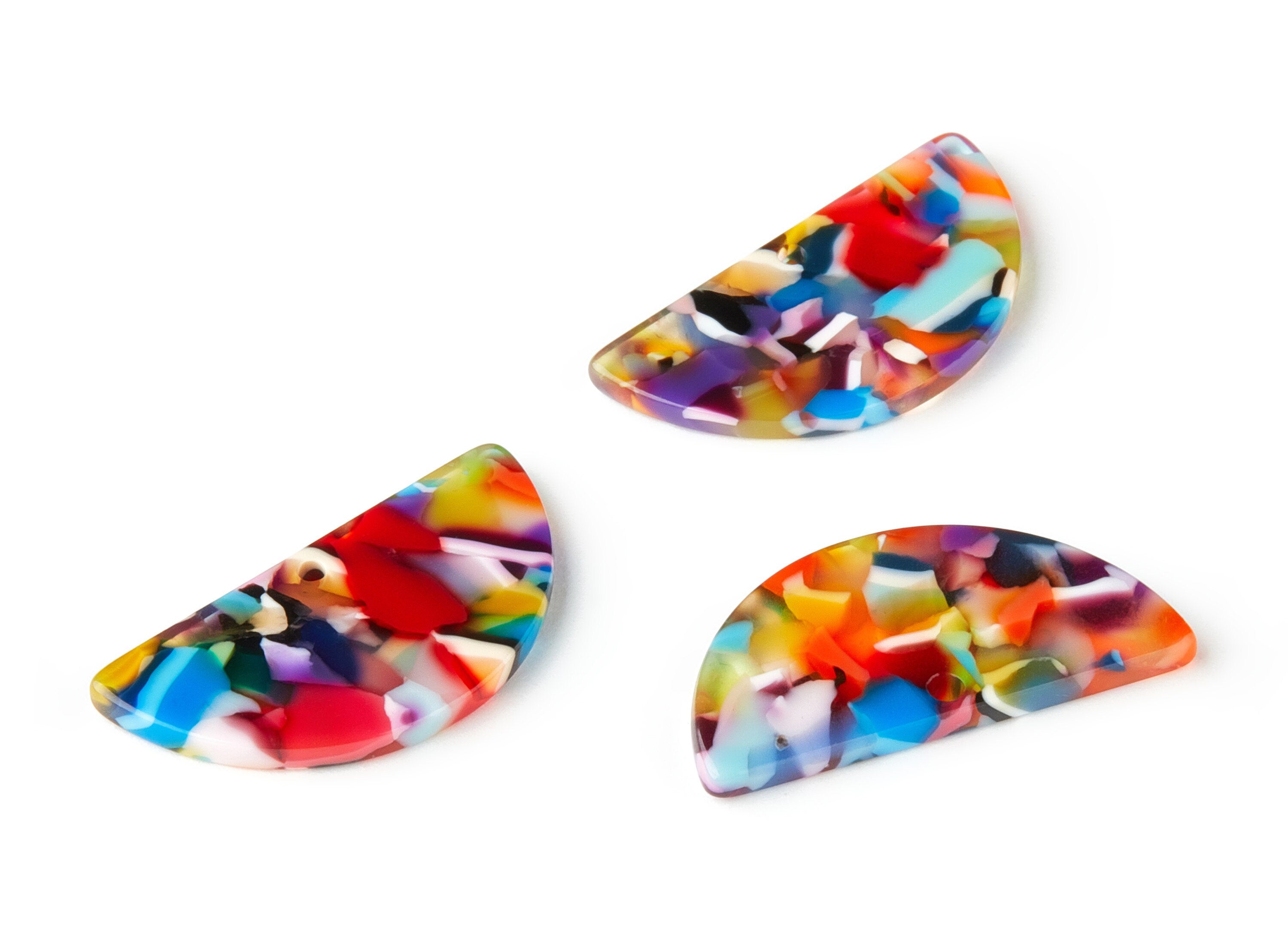 Acetate Semicircle Charm Earring - Half Moon pendant - Earring Findings - Jewelry supply - Color Code:A21 - 30.52x15.13x2.39mm - AC1581-A21 - DOMEDBAZAAR