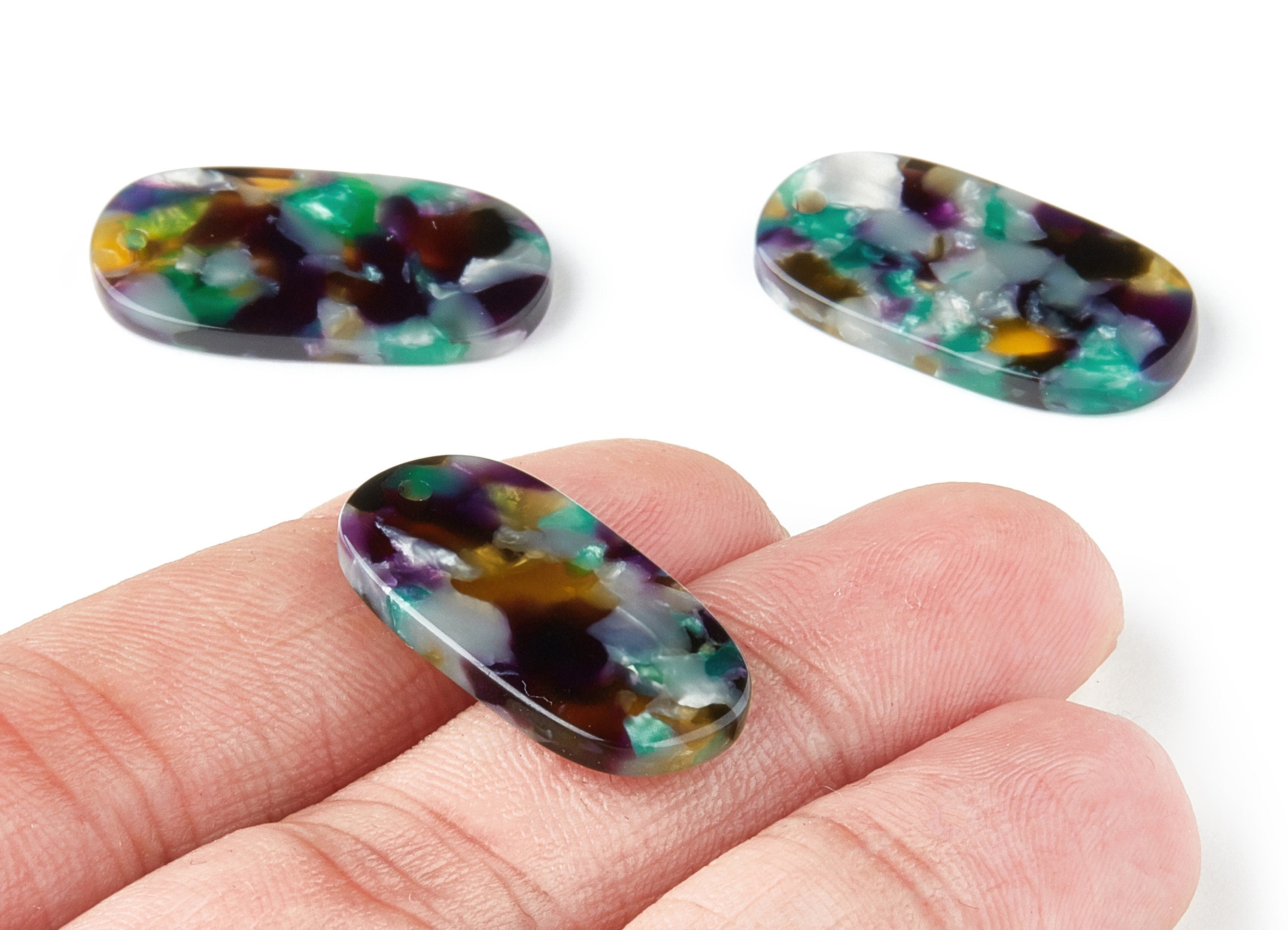 Acetate Oval Earring Charms - Oval Pendant - 1 Hole - Earring Findings - Jewelry Supplies - Color Code:A50 - 26.63x13.9x2.7mm - AC1156AP - DOMEDBAZAAR