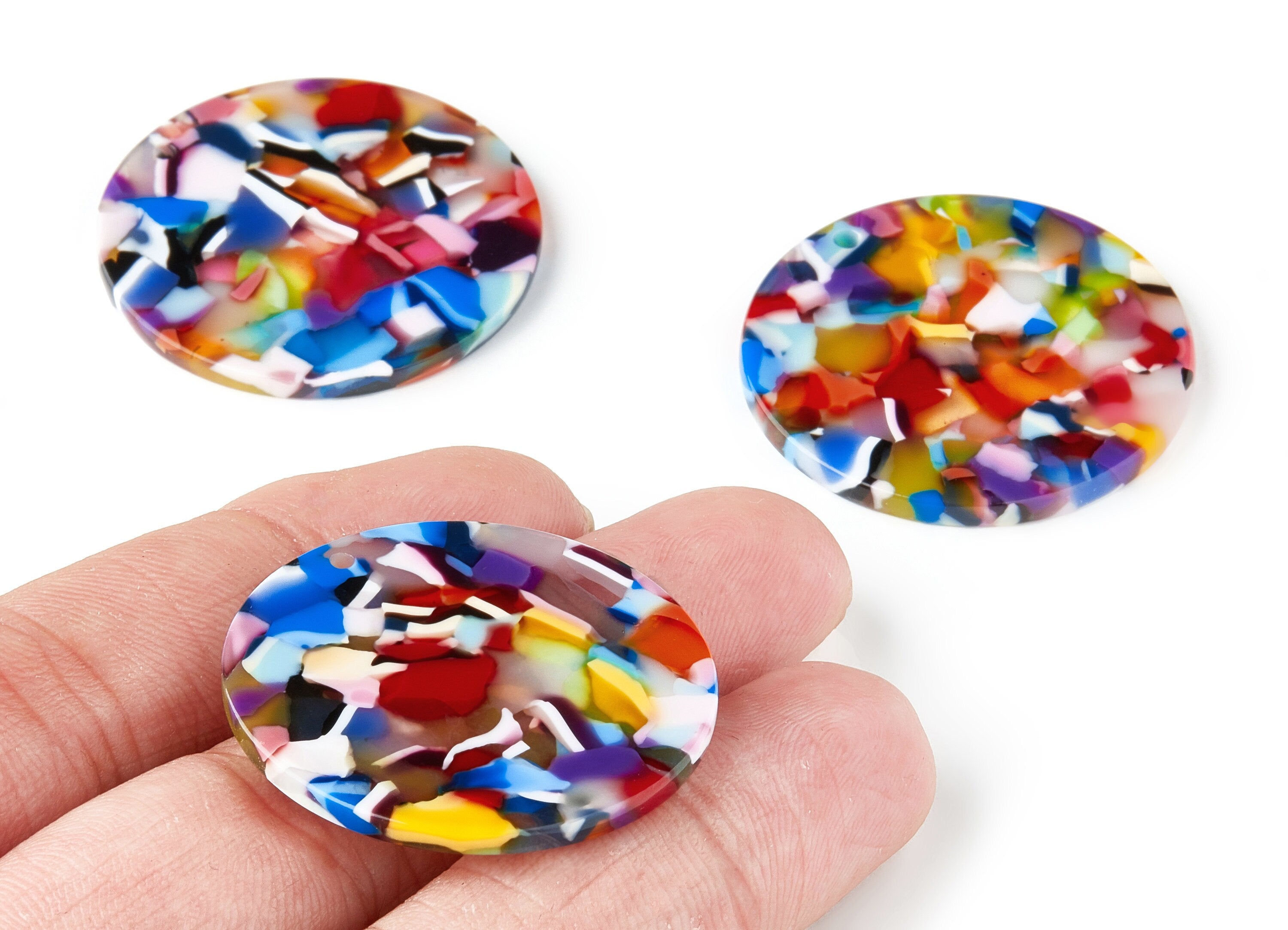 Acetate Coin Earring Charms - Coin Shaped Pendant - Earring Findings - Jewelry Supplies - Color Code: A21 - 34.43x34.43x2.5mm - AC1135P - DOMEDBAZAAR