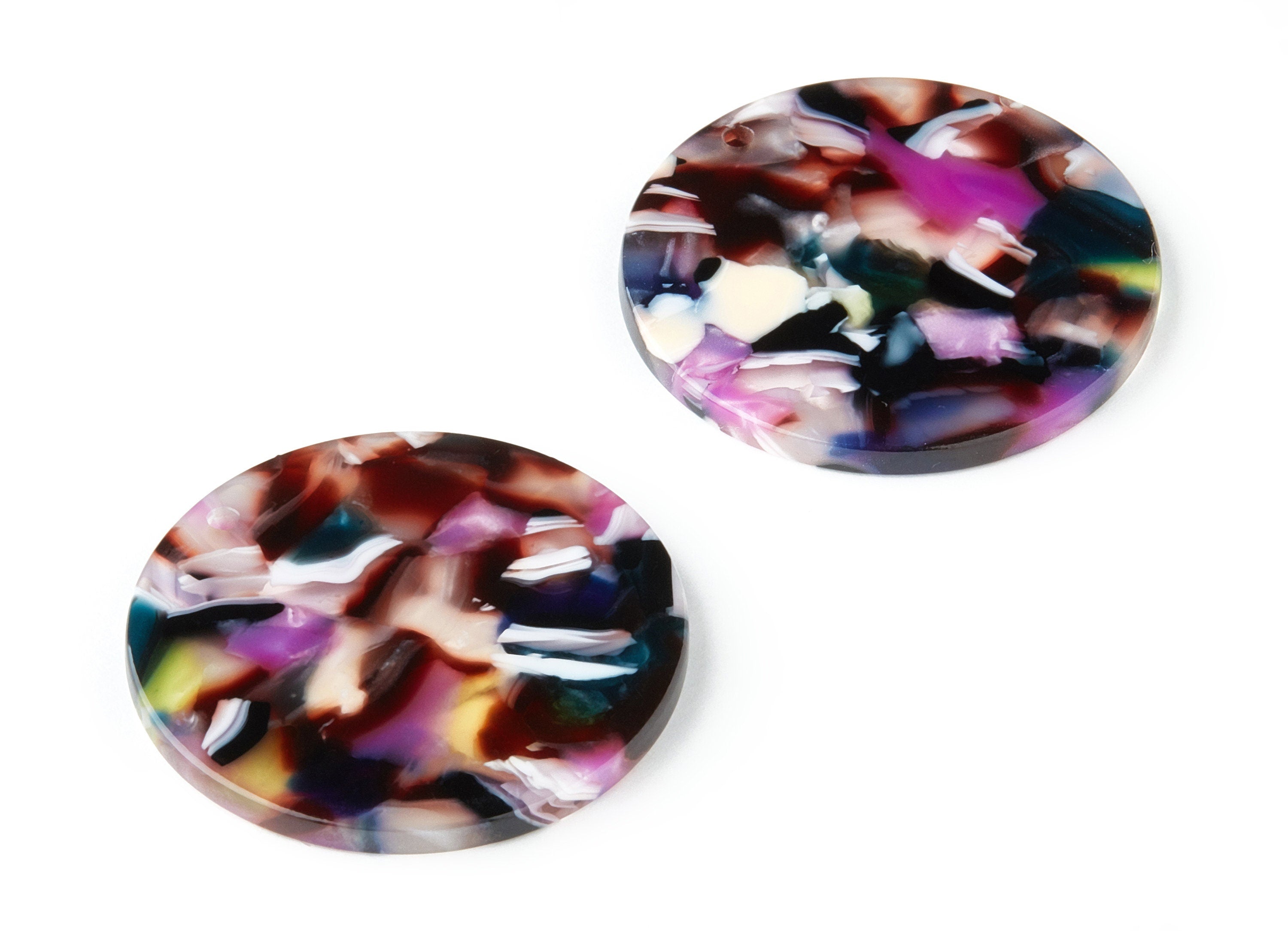Acetate Round Earring Charms - Acrylic Coin Pendant - Earring Findings - Jewelry Supplies - Color Code: A11 - 34.43x34.43x2.5mm - AC1135R - DOMEDBAZAAR