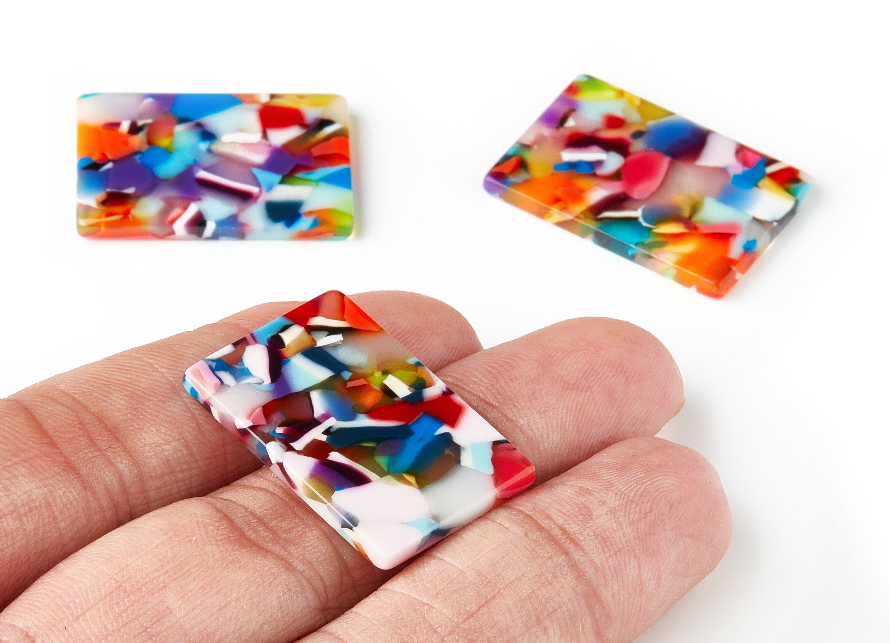 Acetate Rectangle Earrings Charms - Rectangle Pendant - Earring Findings - Jewelry Supplies - Color Code: A21 - 28x19.85x2.55mm - AC1597-A21 - DOMEDBAZAAR