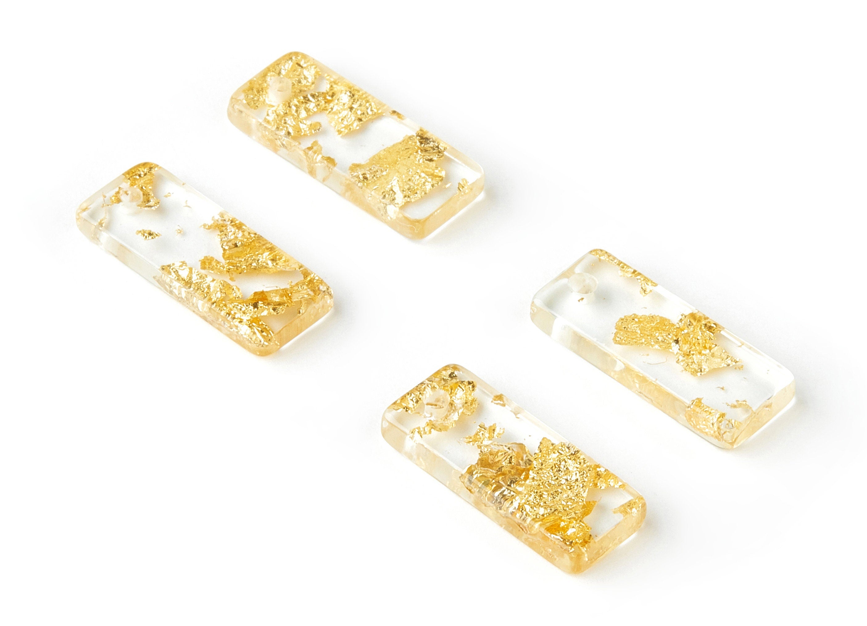 Acrylic Rectangle Charms - Gold Foil & Confetti - Rectangle Earrings and Pendant - Color Code: A255 - 20.71x8.55x3.1mm - AC1605-A255 - DOMEDBAZAAR