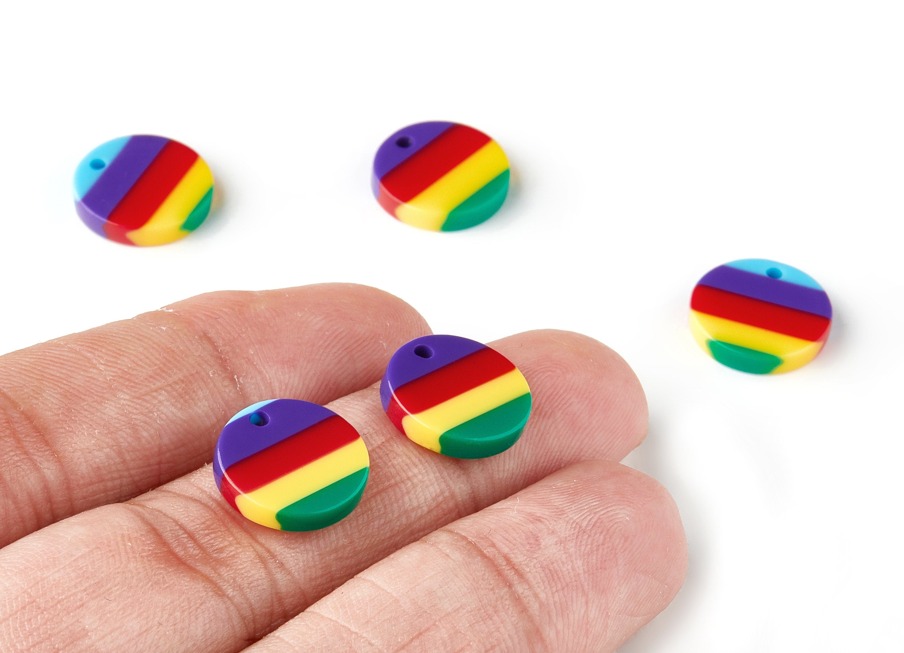 Acetate Round Earring Charms - Round Circle Shaped Pendant - Jewelry Supplies - Color Code: A115 - 10.8x10.8x2.72mm - AC1161-A115 - DOMEDBAZAAR