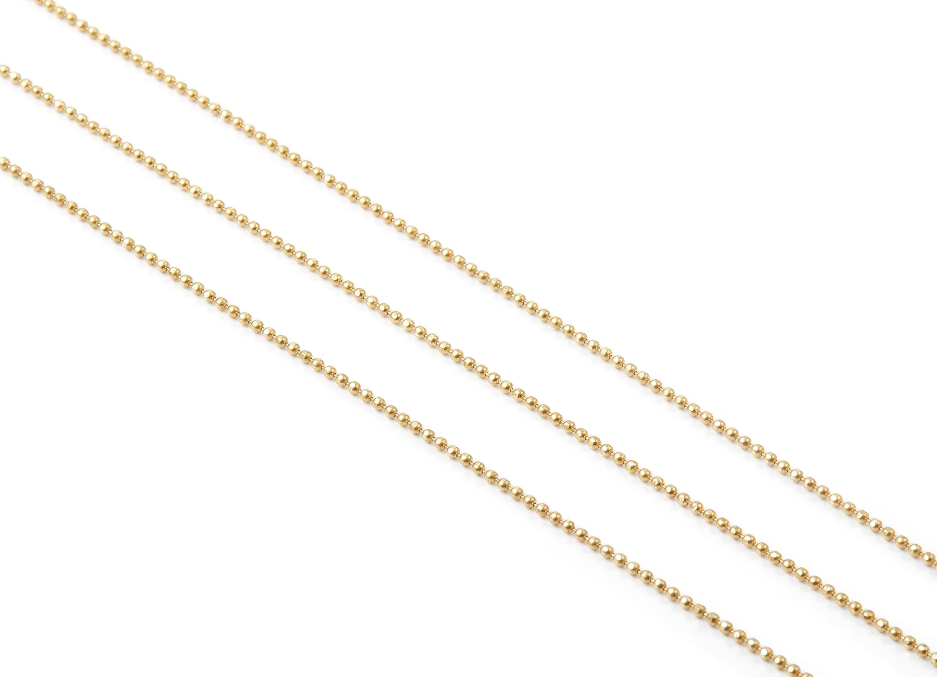Faceted Tiny Ball Chain -Raw Brass Chain - Raw Brass - 0.05" - for Necklace Bracelet Earing Jewellery Making - CC1045RBF - DOMEDBAZAAR