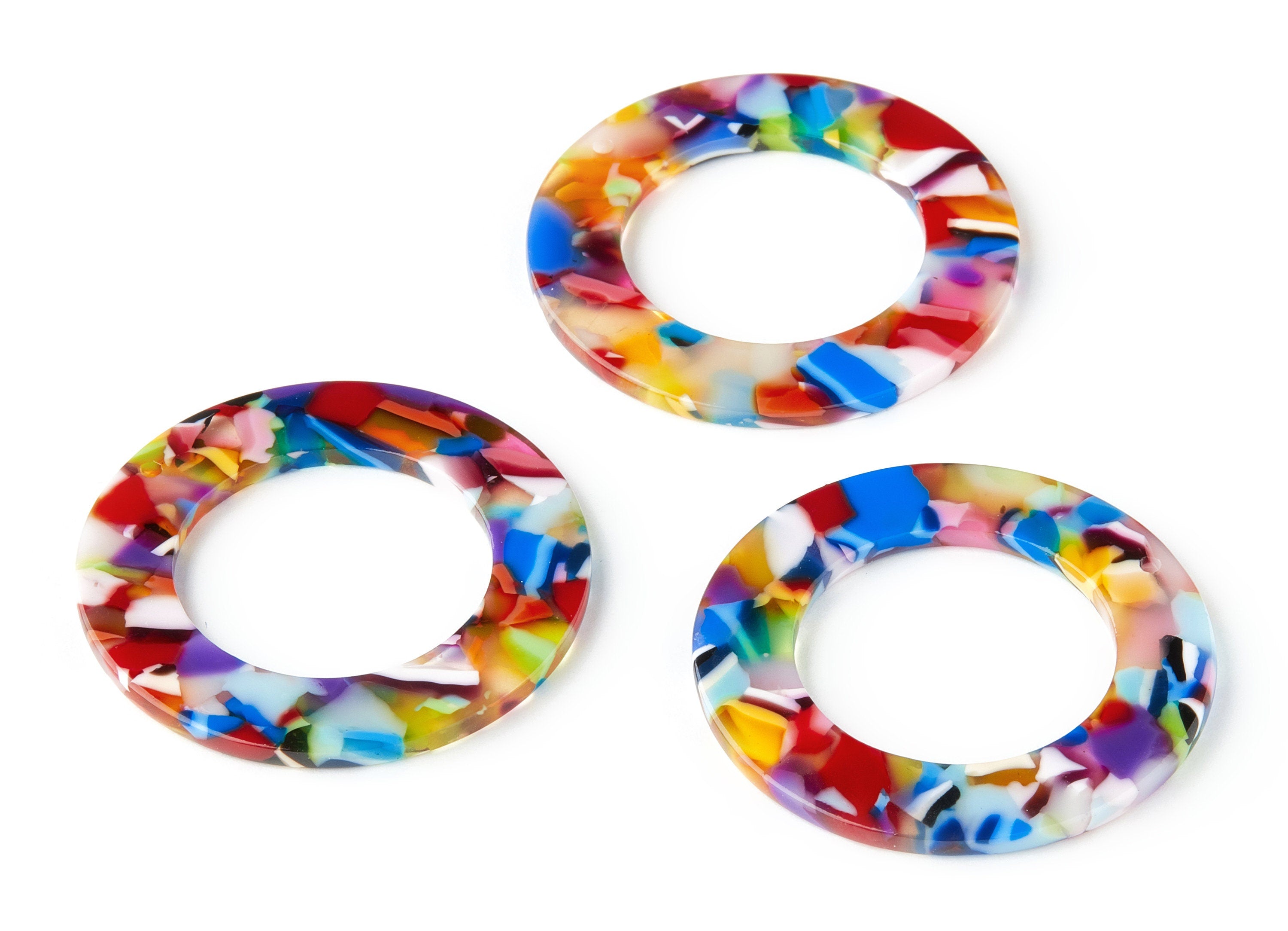 Acetate Circle Charms - Circle Earrings and Pendant - Earring Findings - Jewelry Supplies - Color Code: A21 - 39.8x39.8x2.55mm - AC1070-A21 - DOMEDBAZAAR
