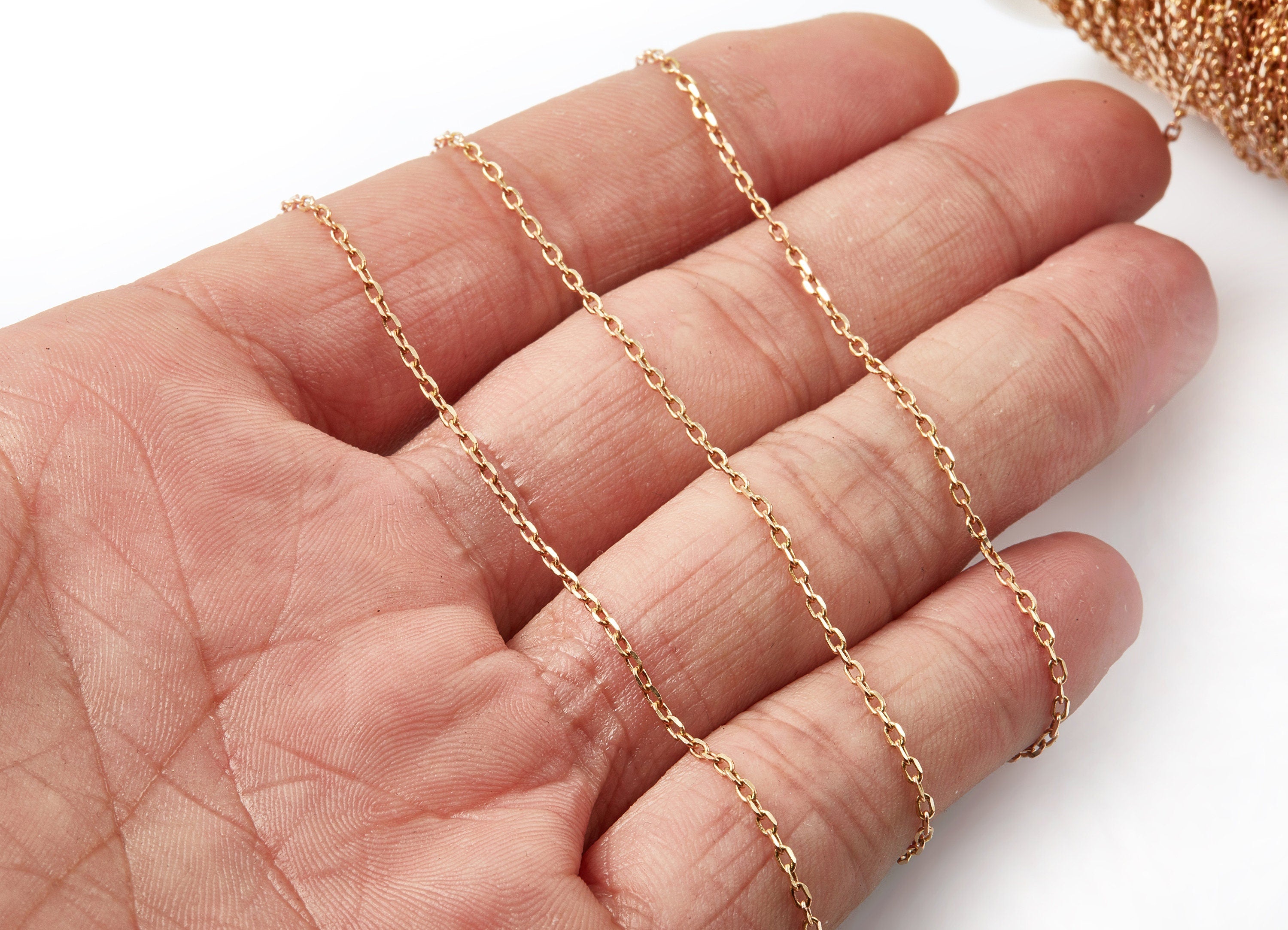 Faceted Soldered Flat Cable Chain - Raw Brass Chain - Solder Tiny Chain - 0.09"" x 0.06"" x 0.02" - CC1065 - DOMEDBAZAAR