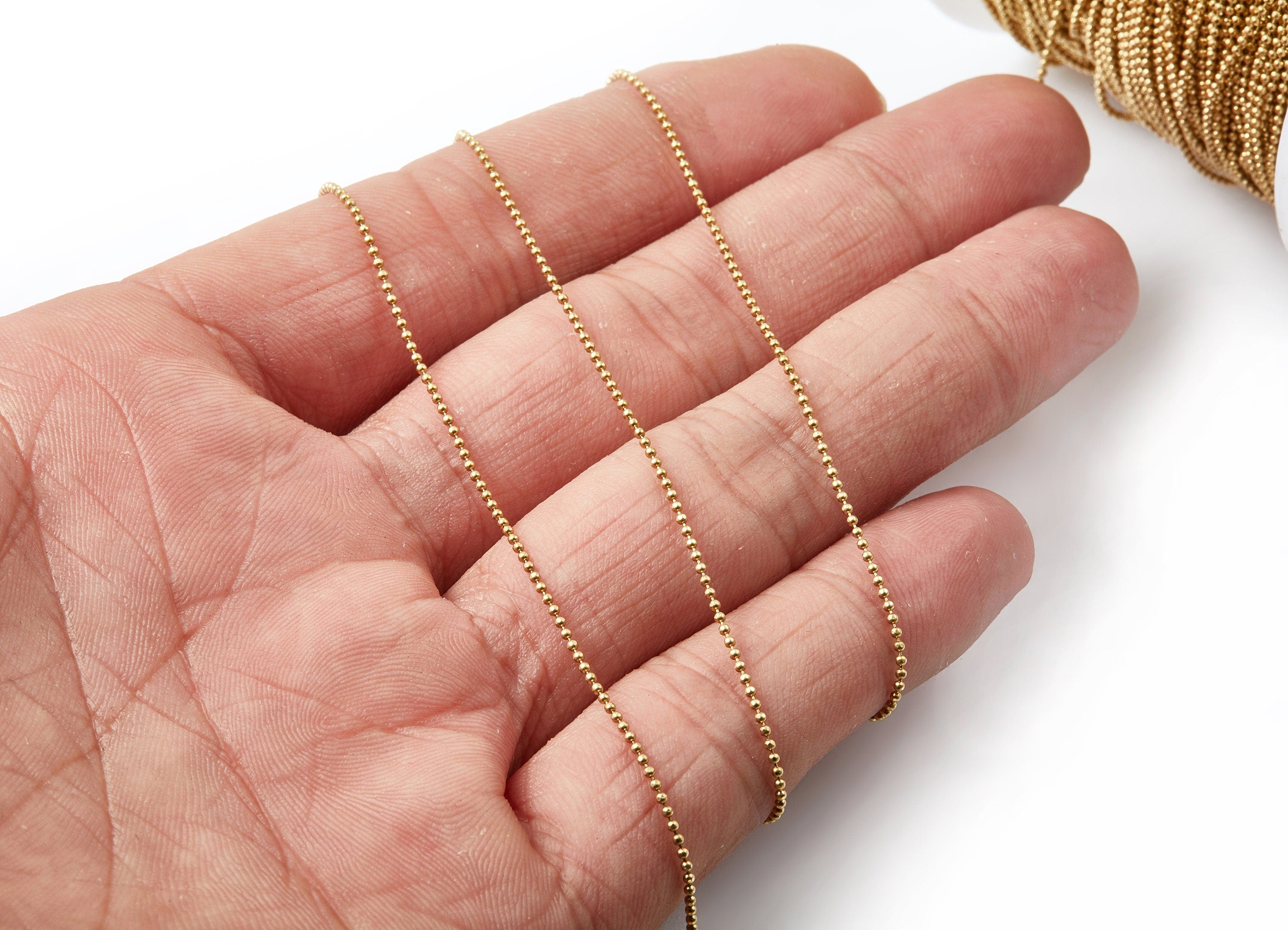 Faceted Tiny Ball Chain -Raw Brass Chain - Raw Brass - 0.04" x 0.04" - for Necklace Bracelet Earing Jewellery Making - CC1066 - DOMEDBAZAAR