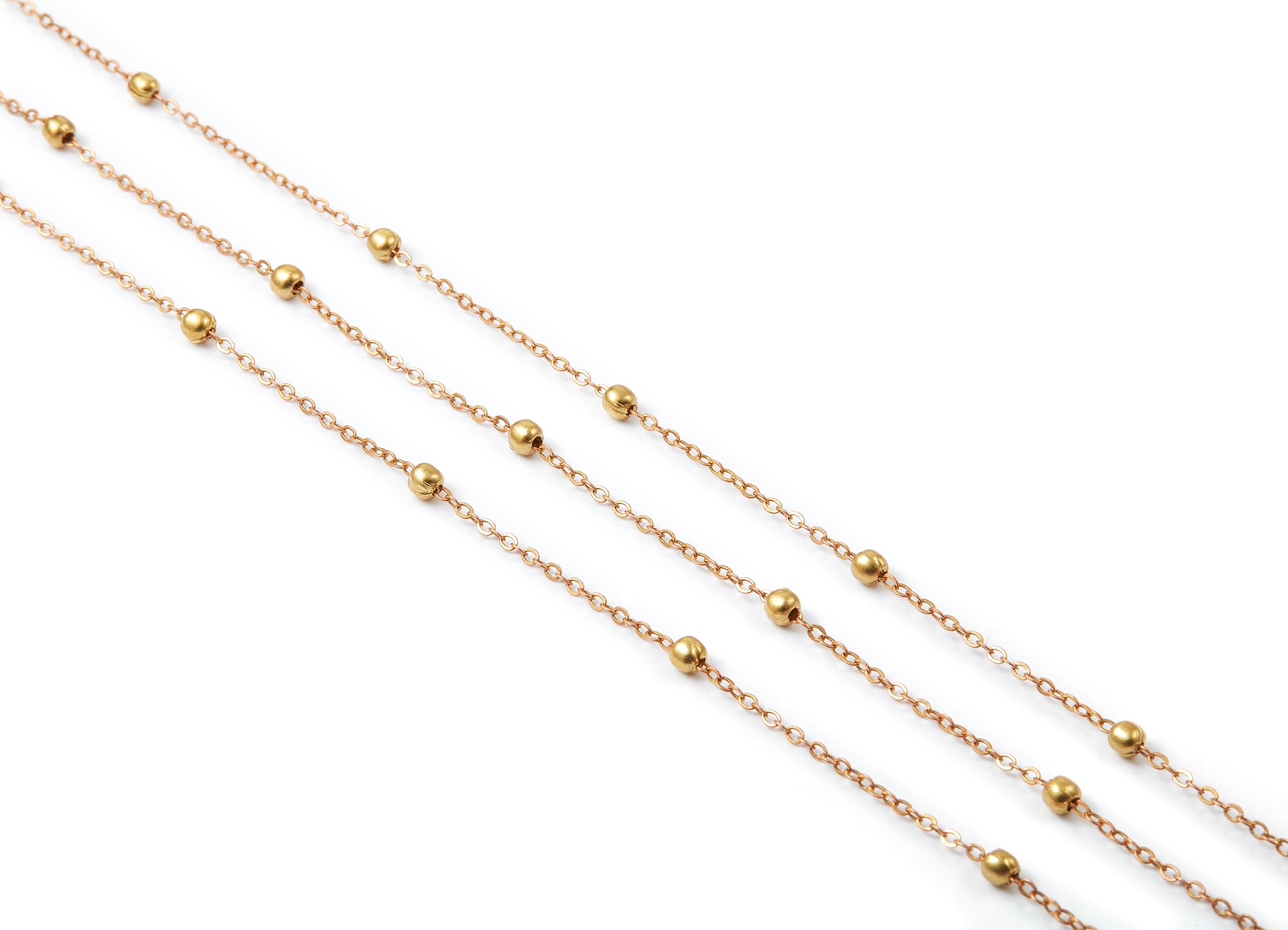 Ball Satellite Flat Cable Chain -Raw Brass Chain - Soldered - 0.08" x 0.07" x 0.01" - Necklace Bracelet Jewellery Making - CC1061 - DOMEDBAZAAR