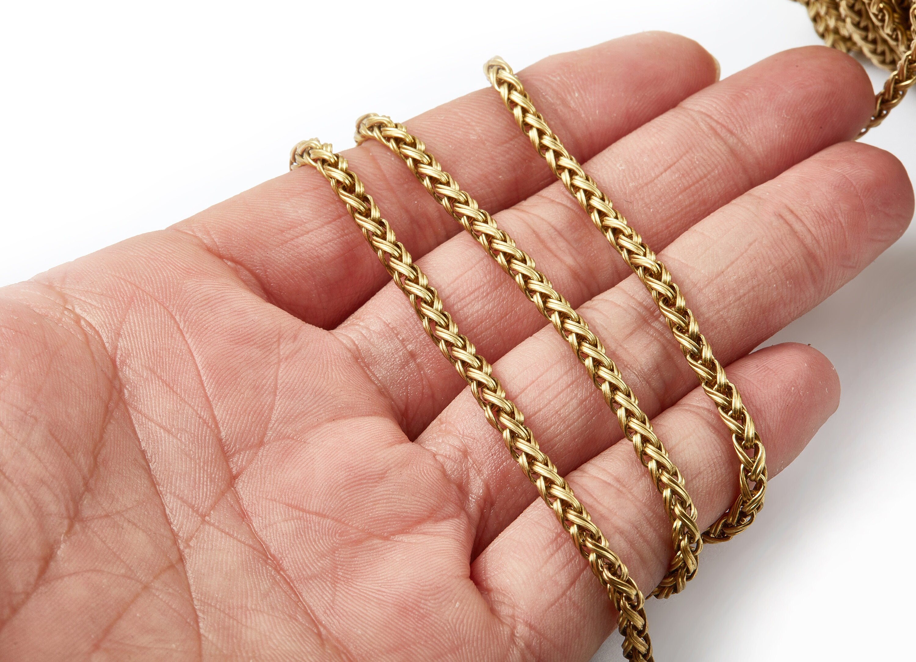 Wheat Chain - Raw Brass Wheat Chain - Open Link - Jewellery Making - 0.25" x 0.14" x 0.04" - CC1071 - DOMEDBAZAAR