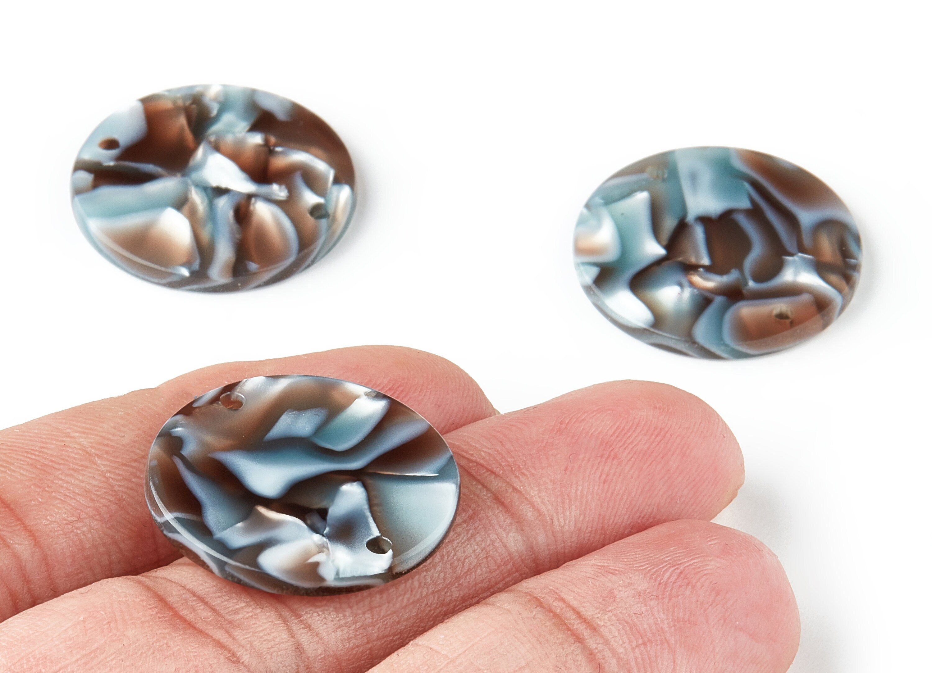Acetate Round Connectors - Coin Earrings and Pendant - Earring Findings - 2 Holes - Color Code: A22 - 23.6x23.6x1.54mm - AC1076GG - DOMEDBAZAAR