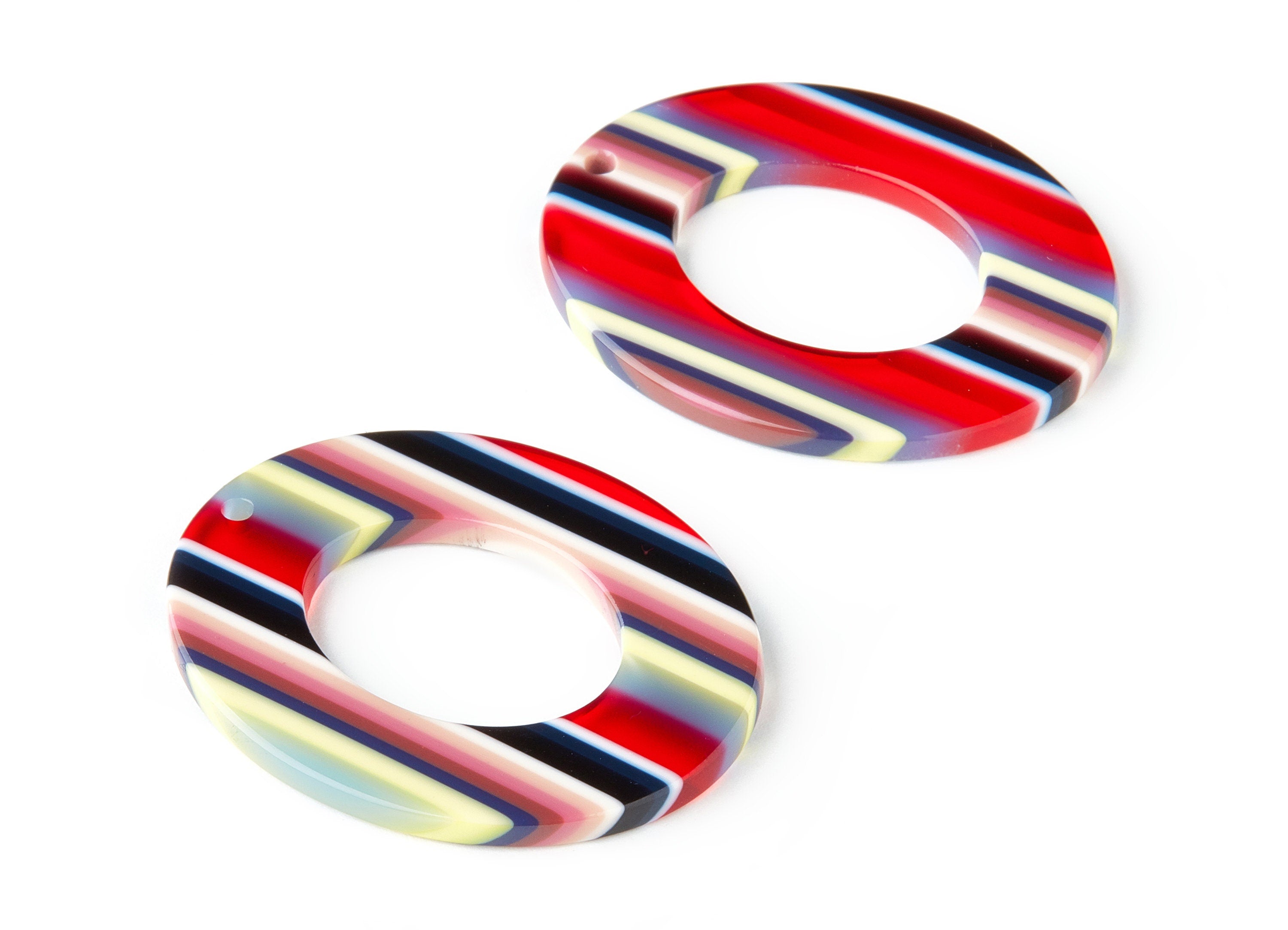 Acetate Oval Earring Charms - Acrylic Oval Pendant - Earring Findings - Jewelry Supplies - Color Code: A147 - 41.9x34.87x2.62mm - AC1202D - DOMEDBAZAAR