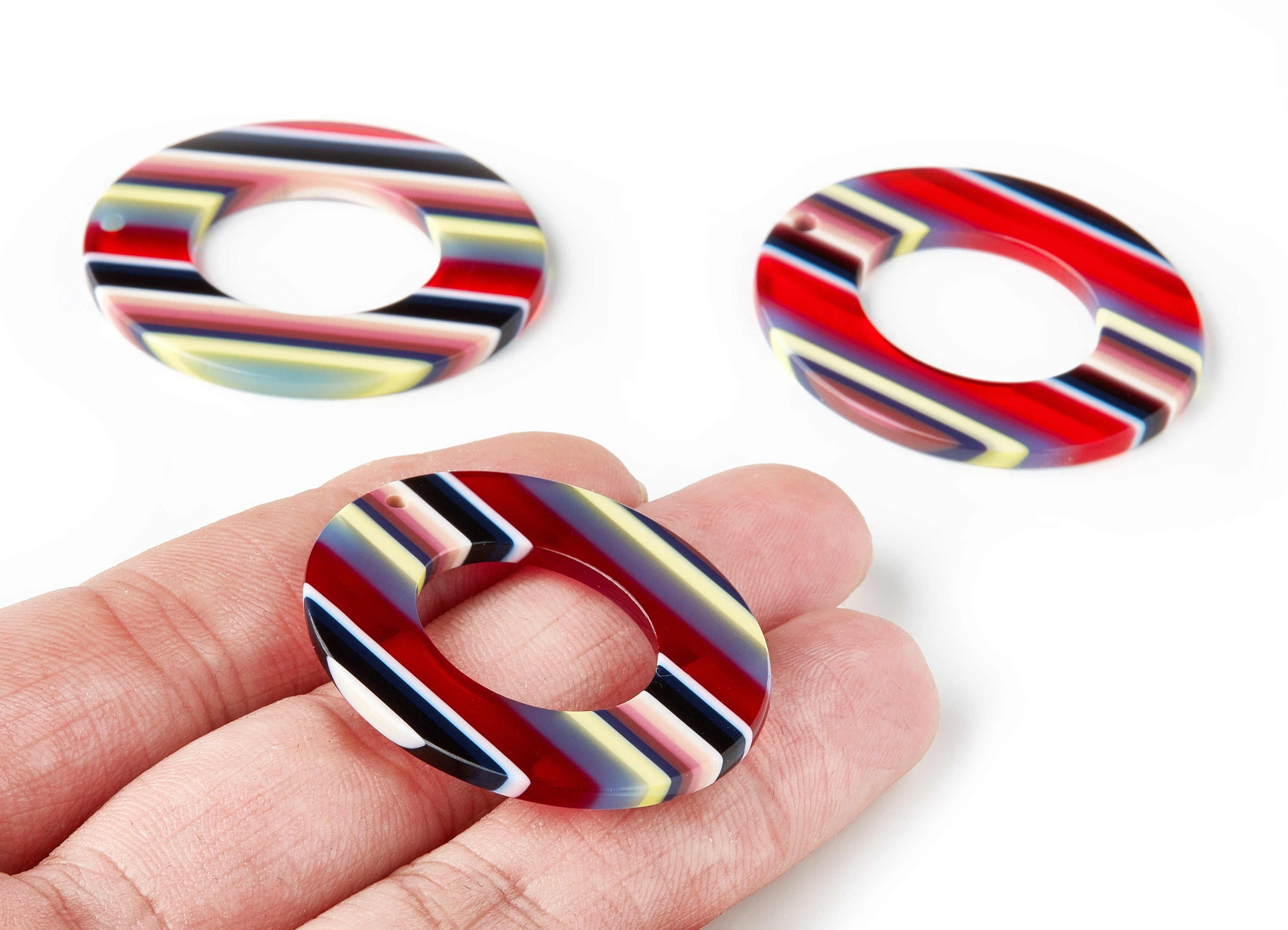 Acetate Oval Earring Charms - Acrylic Oval Pendant - Earring Findings - Jewelry Supplies - Color Code: A147 - 41.9x34.87x2.62mm - AC1202D - DOMEDBAZAAR