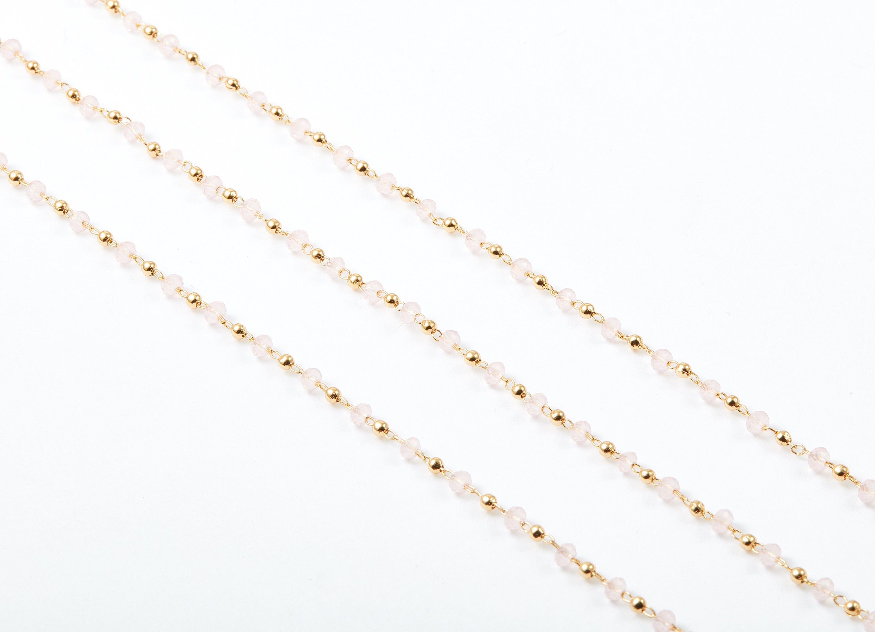 Bead Chain - Ball Satellite Soldered Chain - Brass Cable Chain - 18K Real Gold Plated - Miyuki Bead Chain - 0.12" x 0.08" x 0.01" - RGP1024A - DOMEDBAZAAR