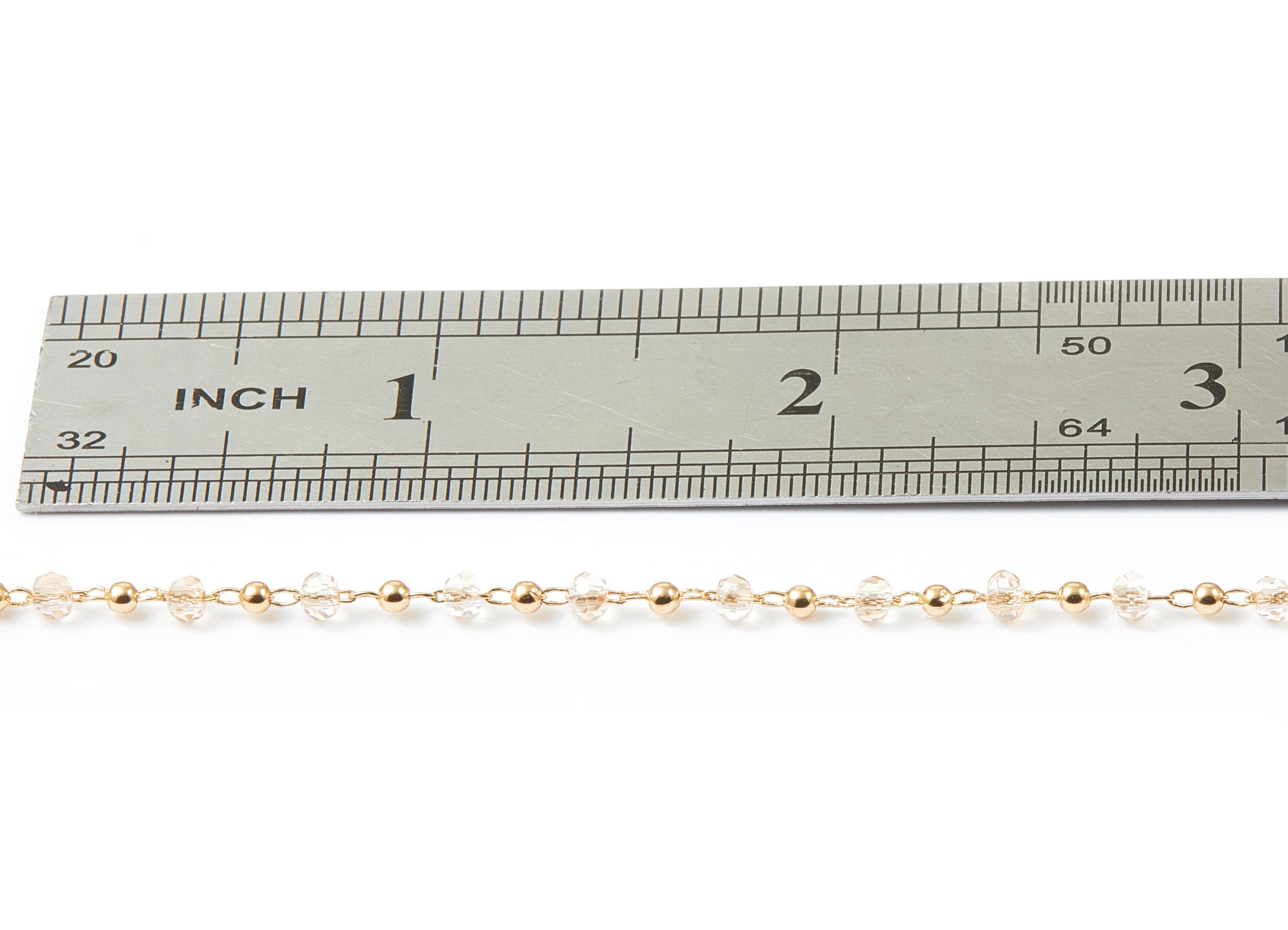 Bead Chain - Ball Satellite Soldered Chain - Brass Cable Chain - 18K Real Gold Plated - Miyuki Bead Chain - 0.12" x 0.08" x 0.01" - RGP1024C - DOMEDBAZAAR