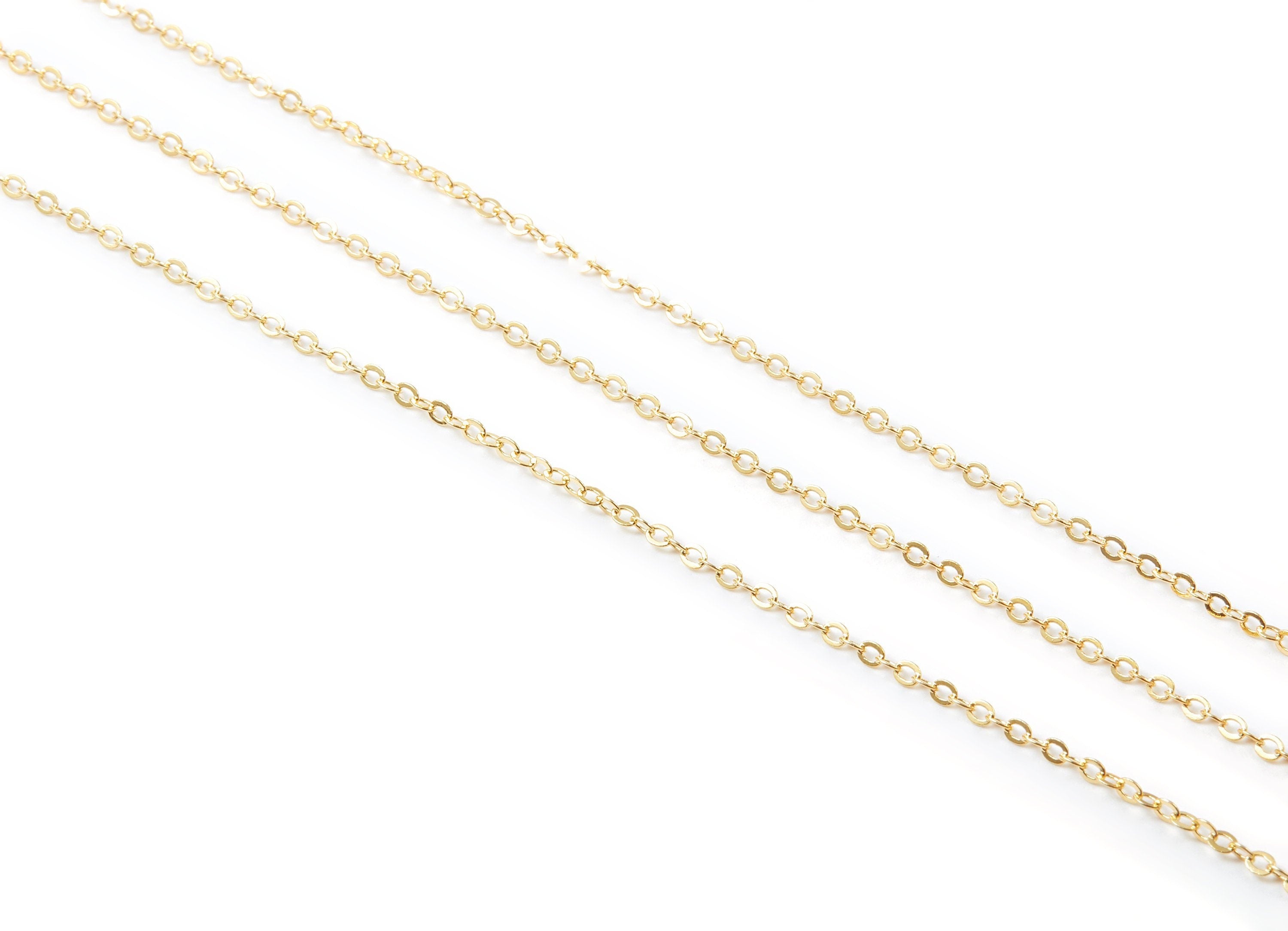 Flat Soldered Cable Chain - Brass Chain - 18k Real Gold Plated - Soldered Link Chain - 0.09" x 0.07" x 0.01" -  Jewelry Making - RGP1025 - DOMEDBAZAAR