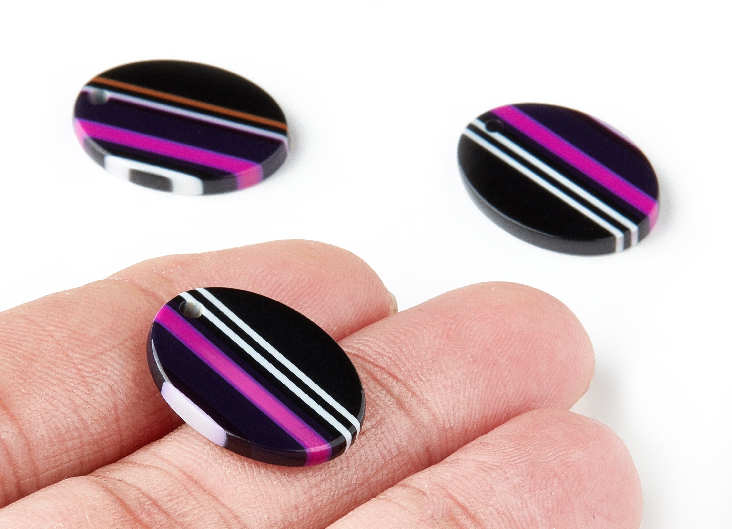 Acetate Oval Earring Charms - Oval Shaped Pendant - Earring Findings - Jewelry Supplies - Color Code: A149 - 21.74x16.8x2.57mm - AC1302F - DOMEDBAZAAR