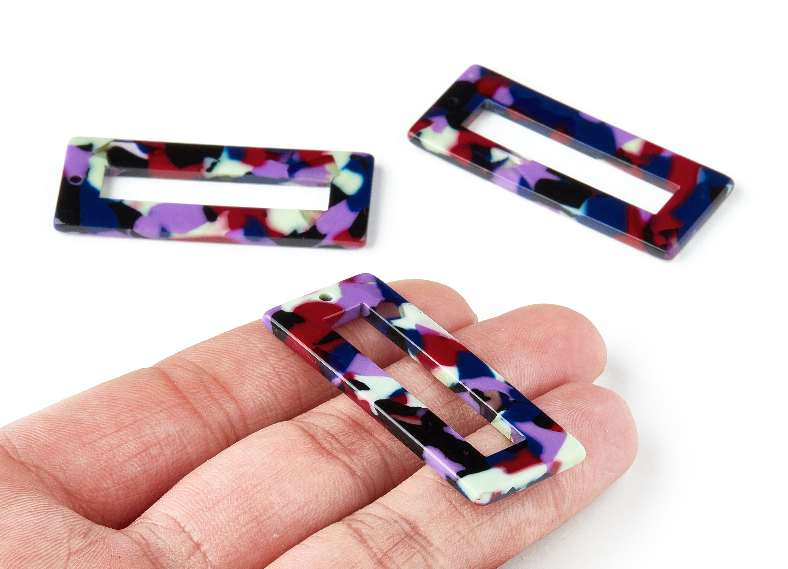 Acetate Rectangle Charms - Rectangle Pendant - Earring Findings - Jewelry Supplies - Color Code: A151 - 47.83x20.6x2.61mm - AC1025L - DOMEDBAZAAR