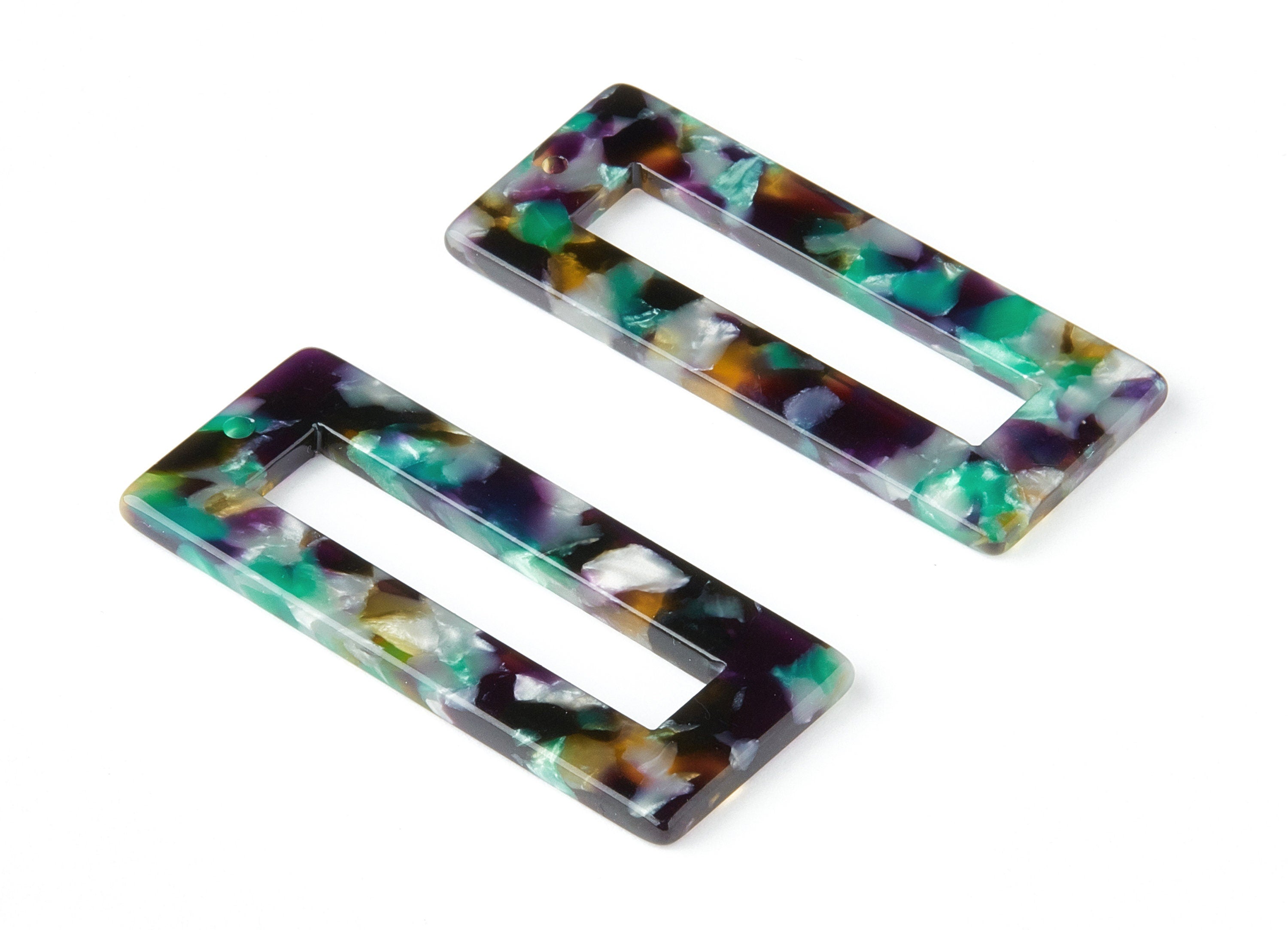 Acetate Rectangle Earring Charms - Rectangle Shaped Penadnt - Earring Findings - Jewelry Supplies - Color Code:A151 - 48x20x2.5mm - AC1025M - DOMEDBAZAAR