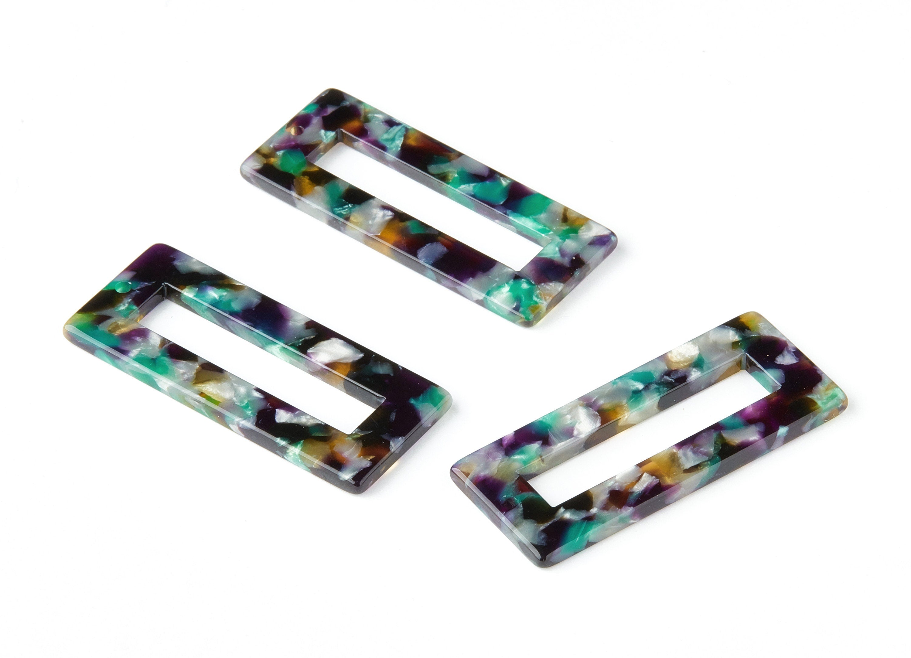 Acetate Rectangle Earring Charms - Rectangle Shaped Penadnt - Earring Findings - Jewelry Supplies - Color Code:A151 - 48x20x2.5mm - AC1025M - DOMEDBAZAAR