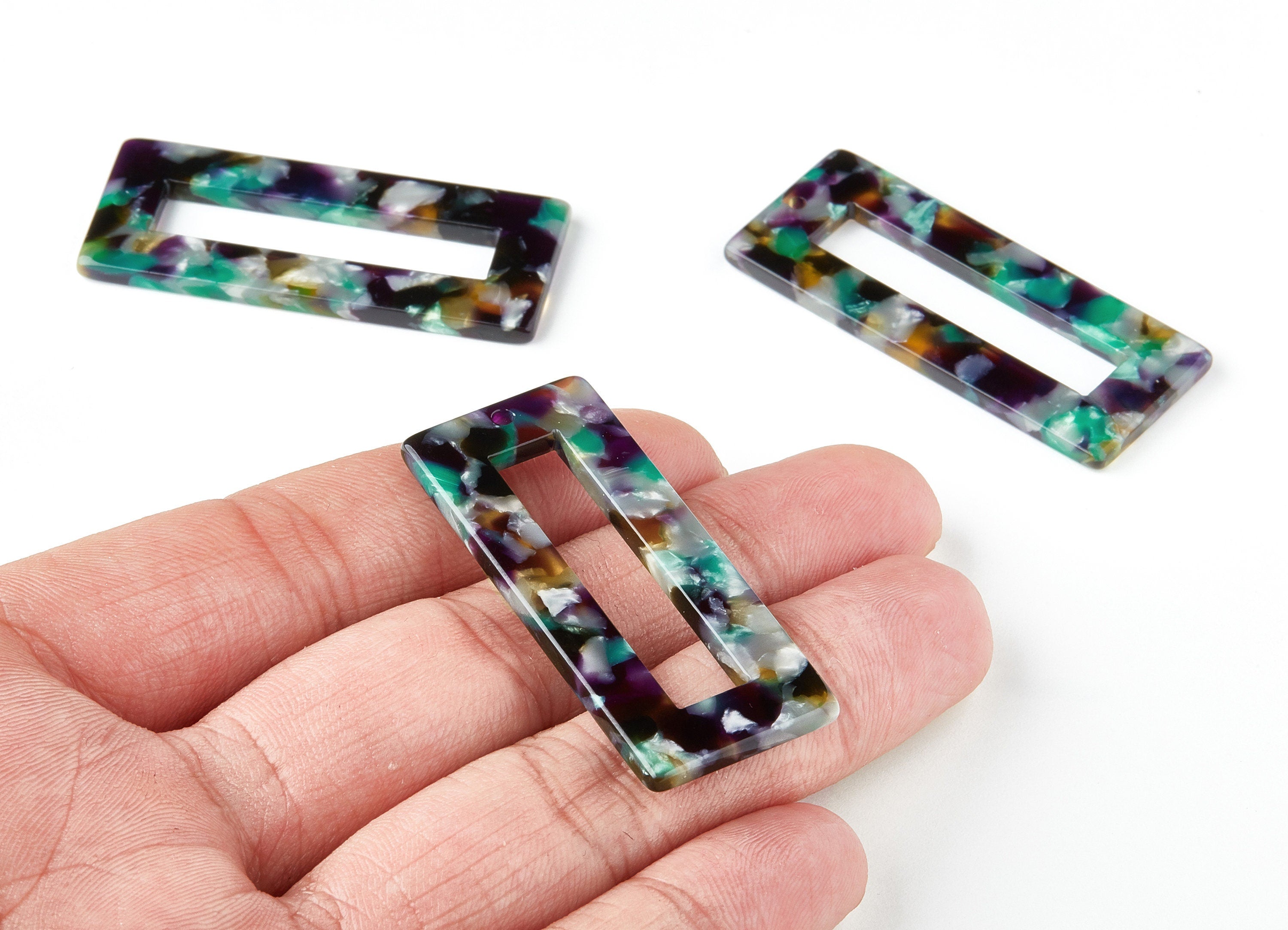 Acetate Rectangle Earring Charms - Rectangle Shaped Penadnt - Earring Findings - Jewelry Supplies - Color Code:A151 - 48x20x2.5mm - AC1025M - DOMEDBAZAAR