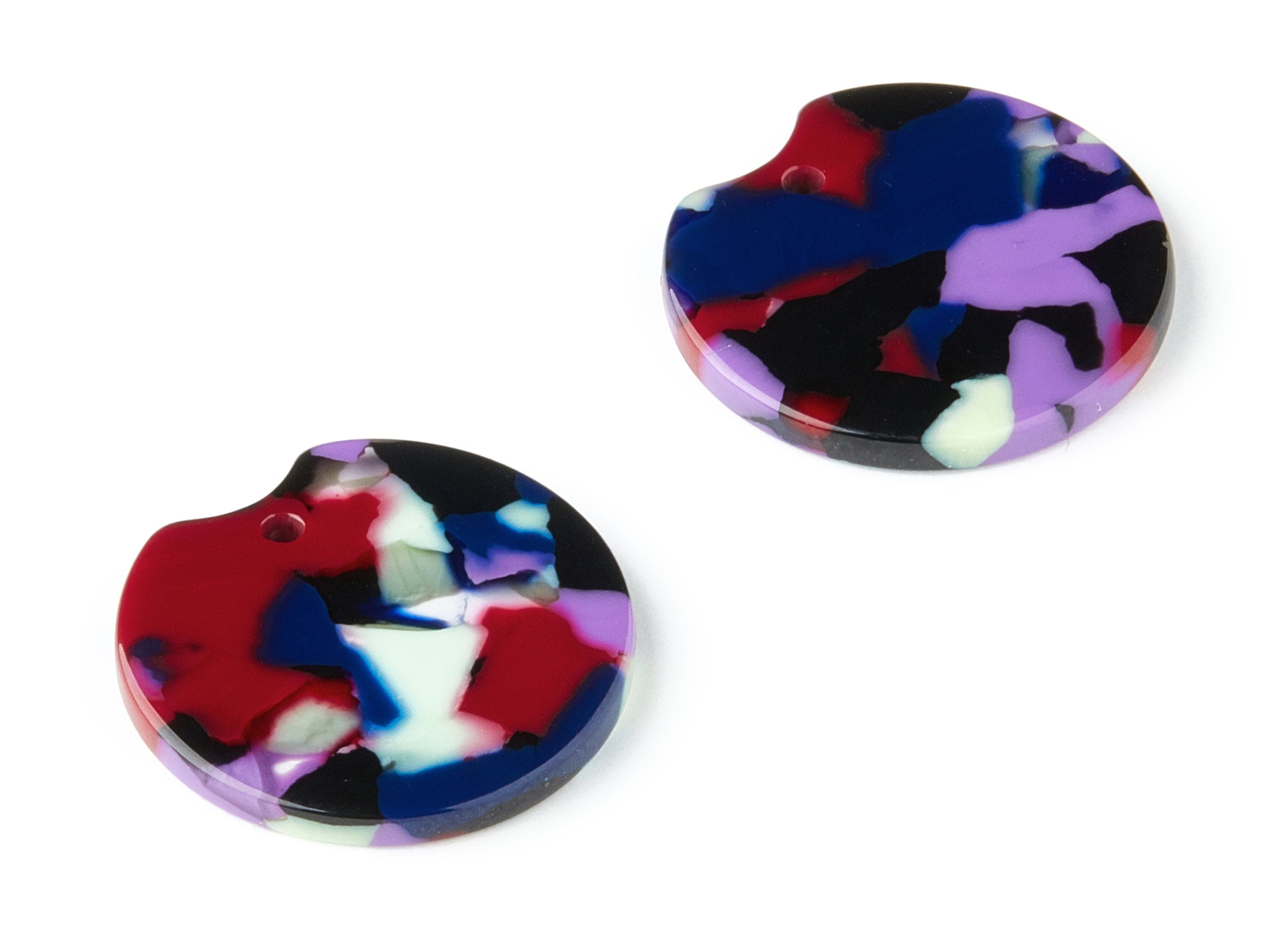 Acetate Round Earring Charms - Acrylic Circle Pendant - Earring Findings - Jewelry Supplies - Color Code: A151 - 24.5x23.87x2.55mm - AC1437A - DOMEDBAZAAR