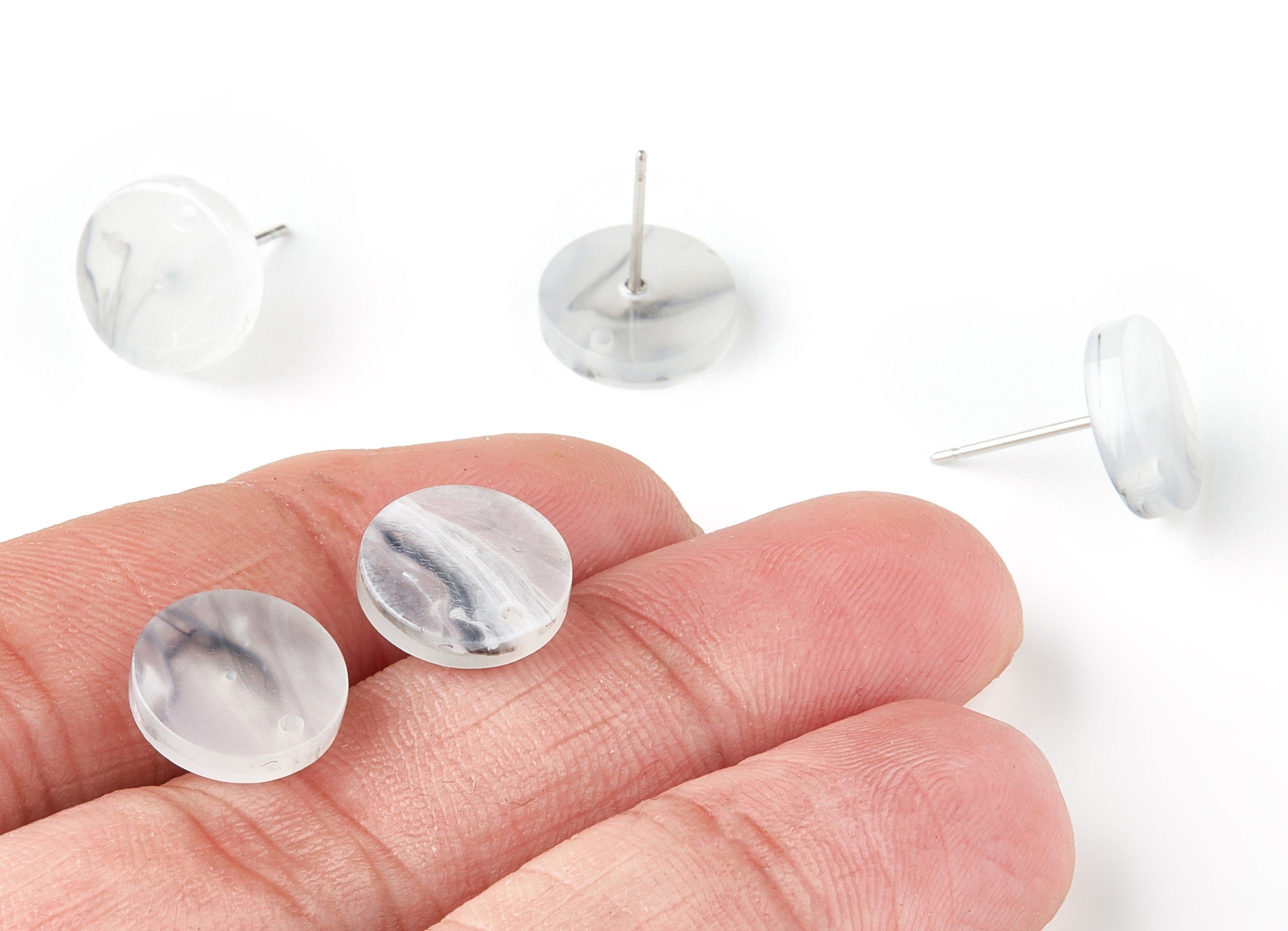 Acrylic Circle Earring Post - Acrylic Circle Earring Stud - Earring Post - Jewelry Supplies - Color Code: A154 - 11.7x11.7x2.6mm - AC1139AF - DOMEDBAZAAR