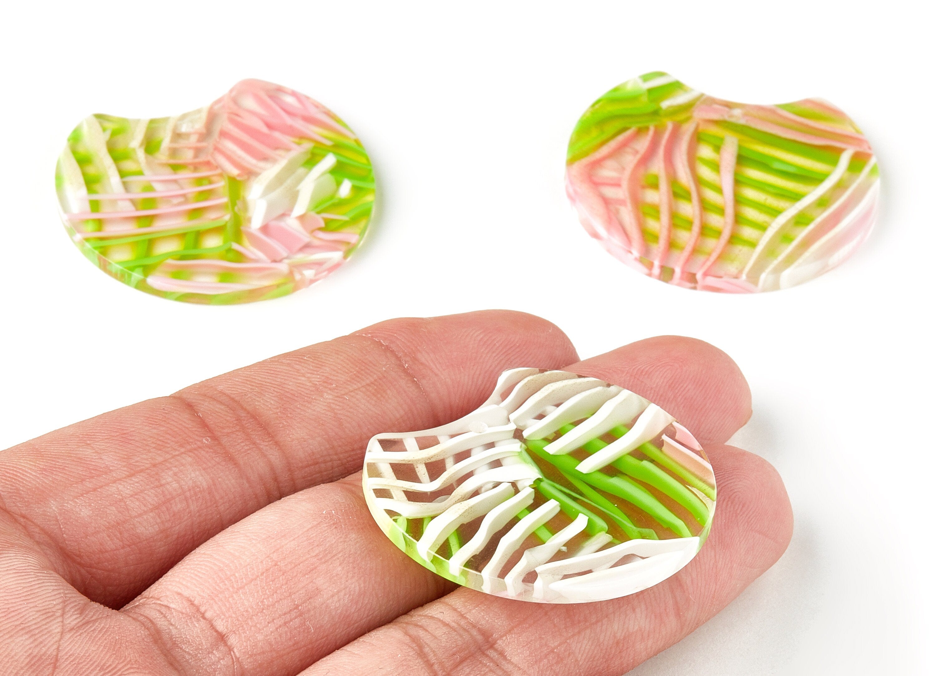 Acetate Round Charms - Round Earrings and Pendant - Earring Findings - Jewelry Supplies - Color Code:A342 - 36.74x33.55x2.53mm - AC1646-A342 - DOMEDBAZAAR