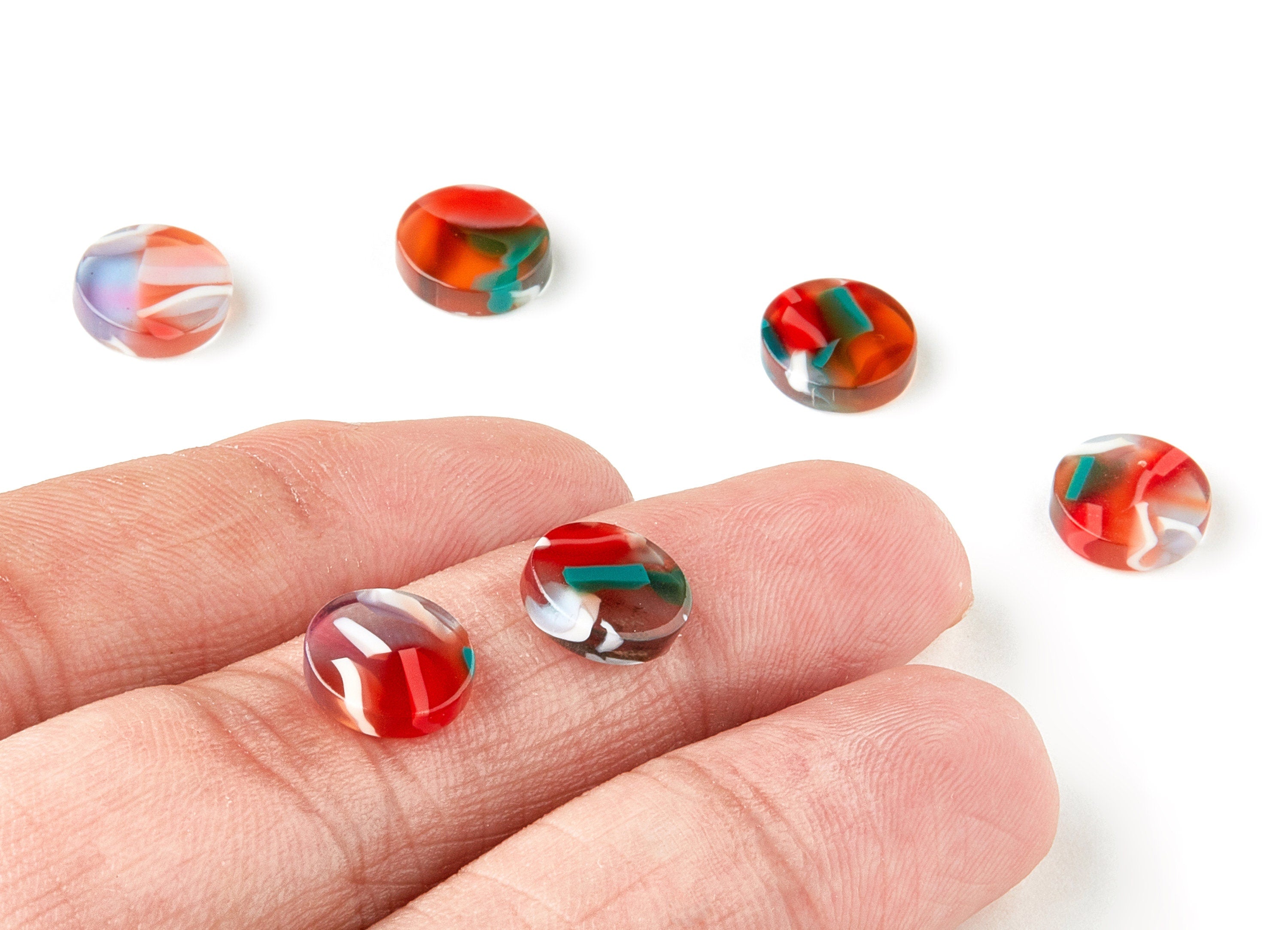 Acetate Round Charms - No Hole - Round Earrings - Earring Findings - Jewelry Supplies - Color Code: A307 - 9.87x9.87x2.6mm - AC1151-A307 - DOMEDBAZAAR