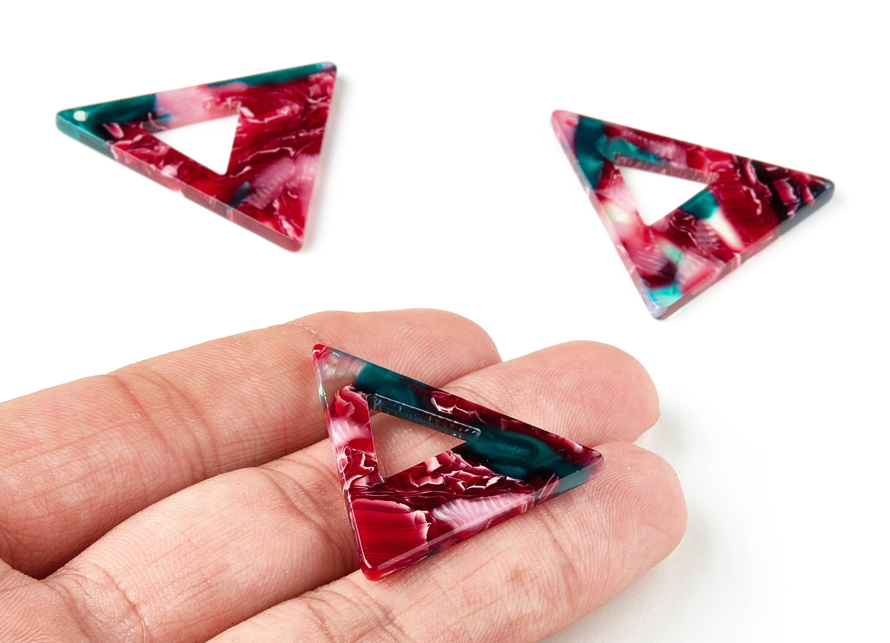 Acetate Triangle Charms - Triangle Earrings and Pendant - Earring Findings - Color Code: A327 - 33.21x33.06x2.5mm - AC1649-A327 - DOMEDBAZAAR