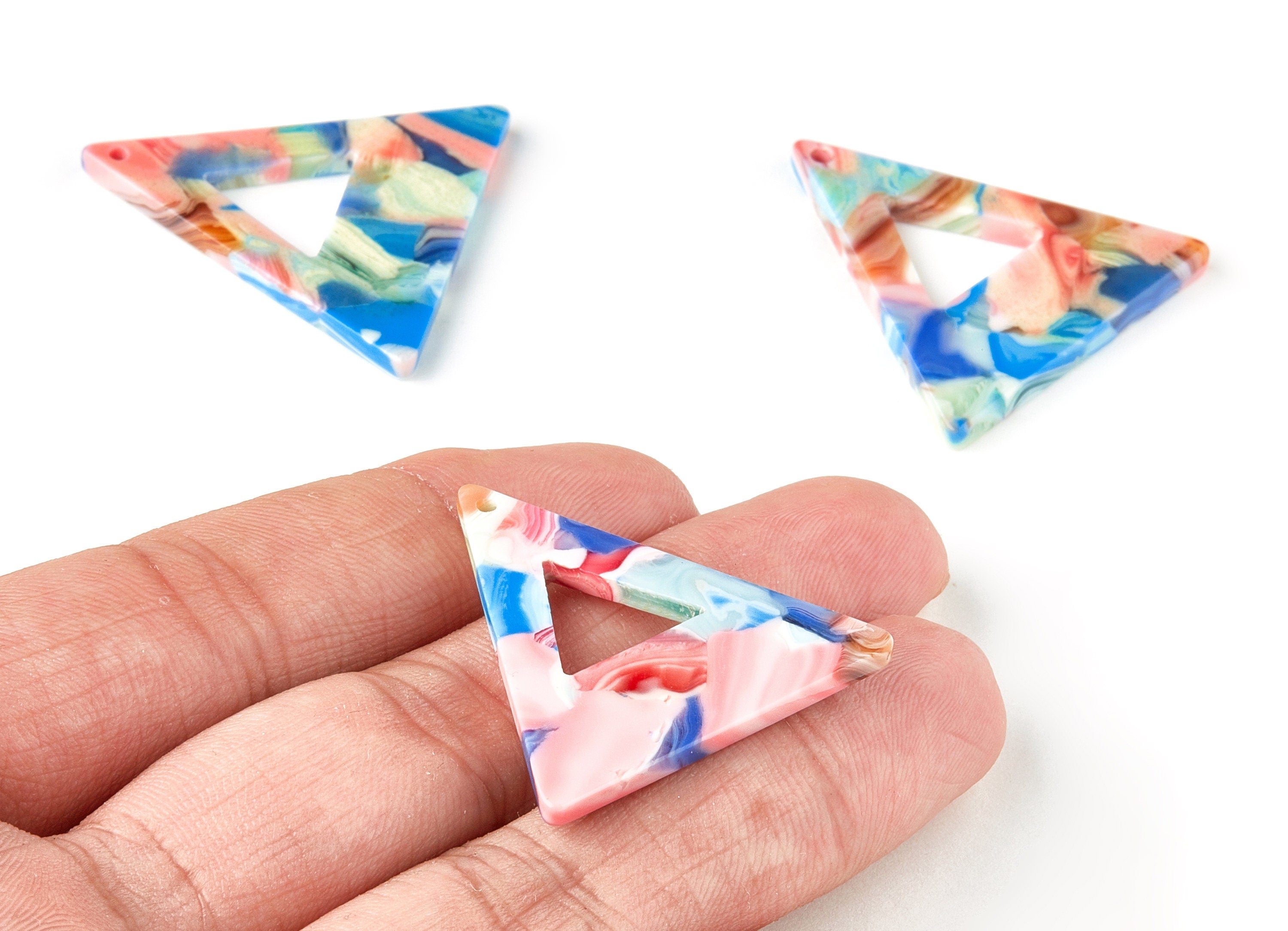 Acetate Triangle Charms - Triangle Earrings and Pendant - Earring Findings - Color Code: A329 - 33.21x33.06x2.5mm - AC1649-A329 - DOMEDBAZAAR