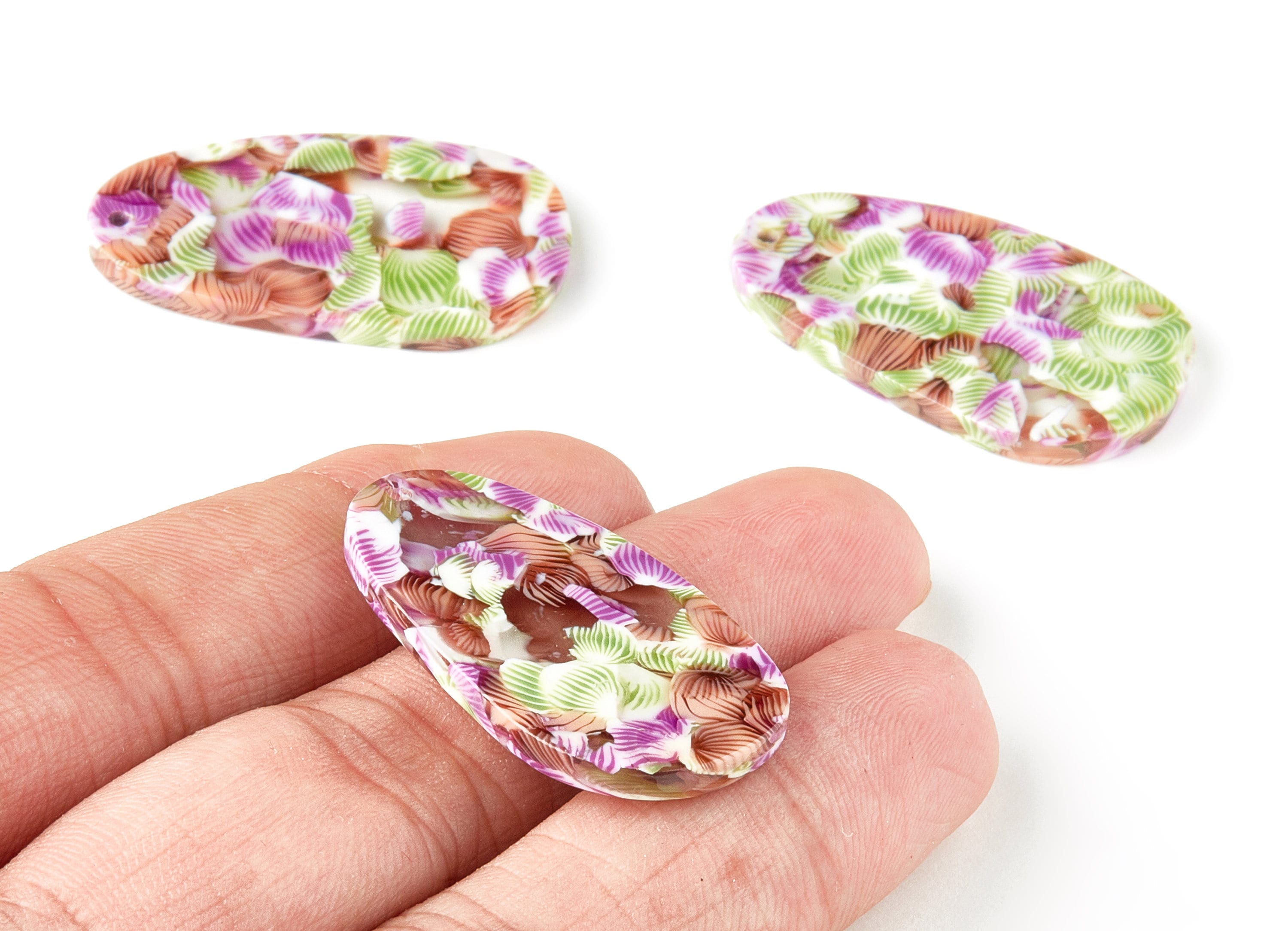 Acetate Oval Charms - Oval Earrings and Pendant - Earring Findings - Jewelry Supplies - Color Code: A317 - 35.48x20.46x2.53mm - AC1657-A317 - DOMEDBAZAAR