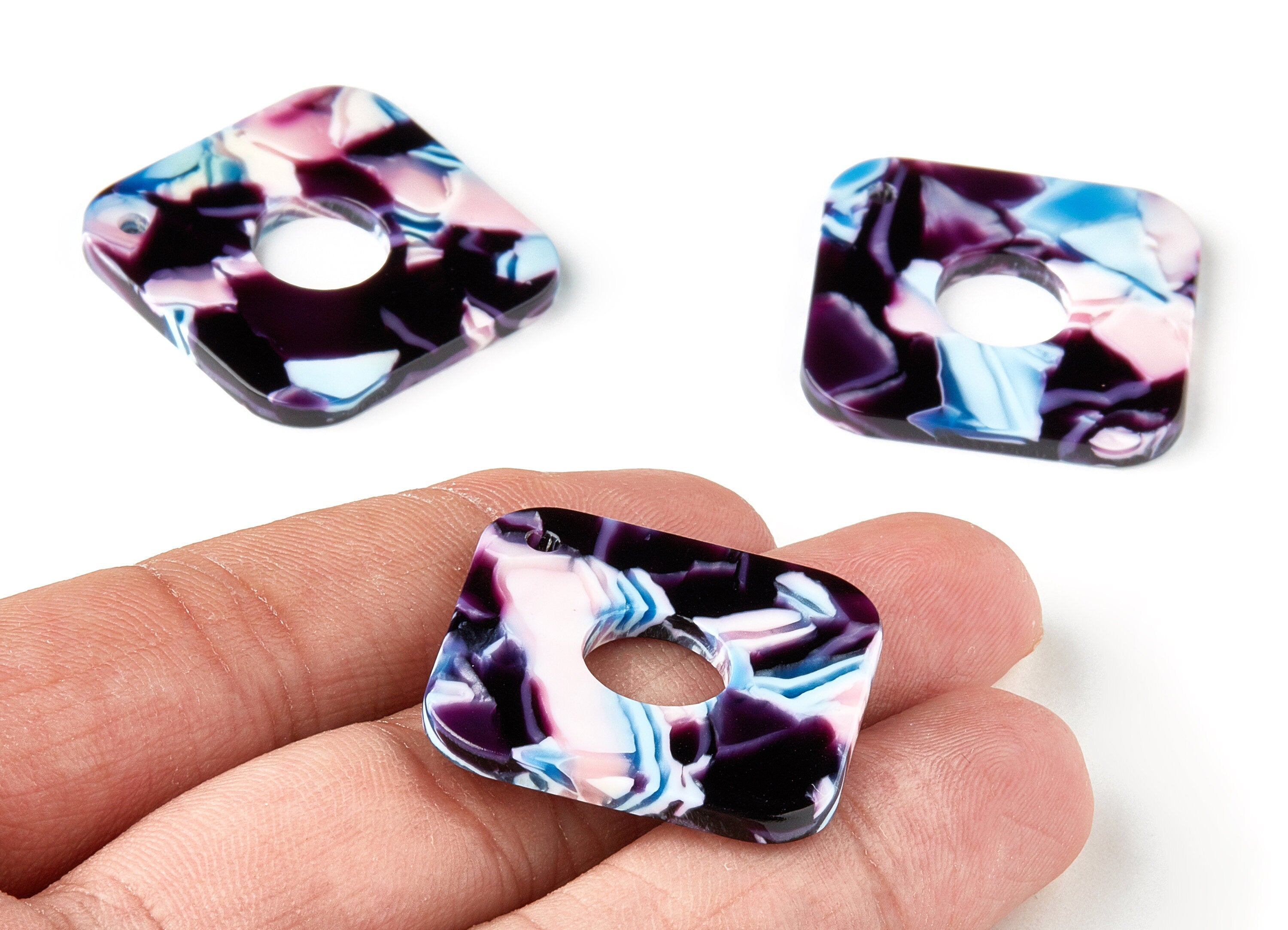 Acetate Square Charms - Square Earring and Pendant - Earring Finding - Jewelry Supplys - Color Code: A308 - 35.71x28.78x2.5mm - AC1643-A308 - DOMEDBAZAAR