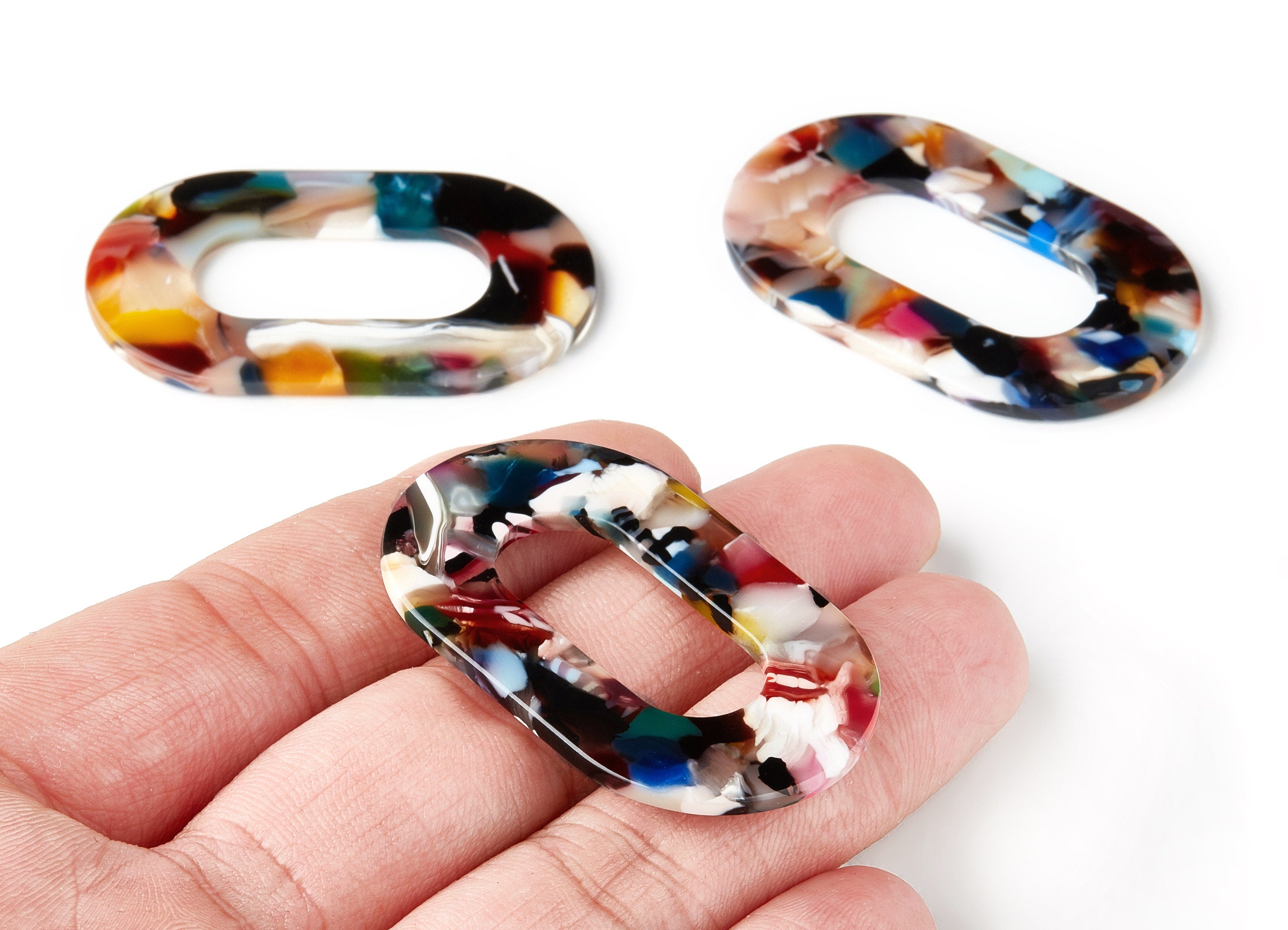 Acetate Oval Earring Charms - Acrylic Oval Pendant - Earring Findings - Jewelry Supplies - Color Code: A60 - 46.89x29.3x2.63mm - AC1149C - DOMEDBAZAAR