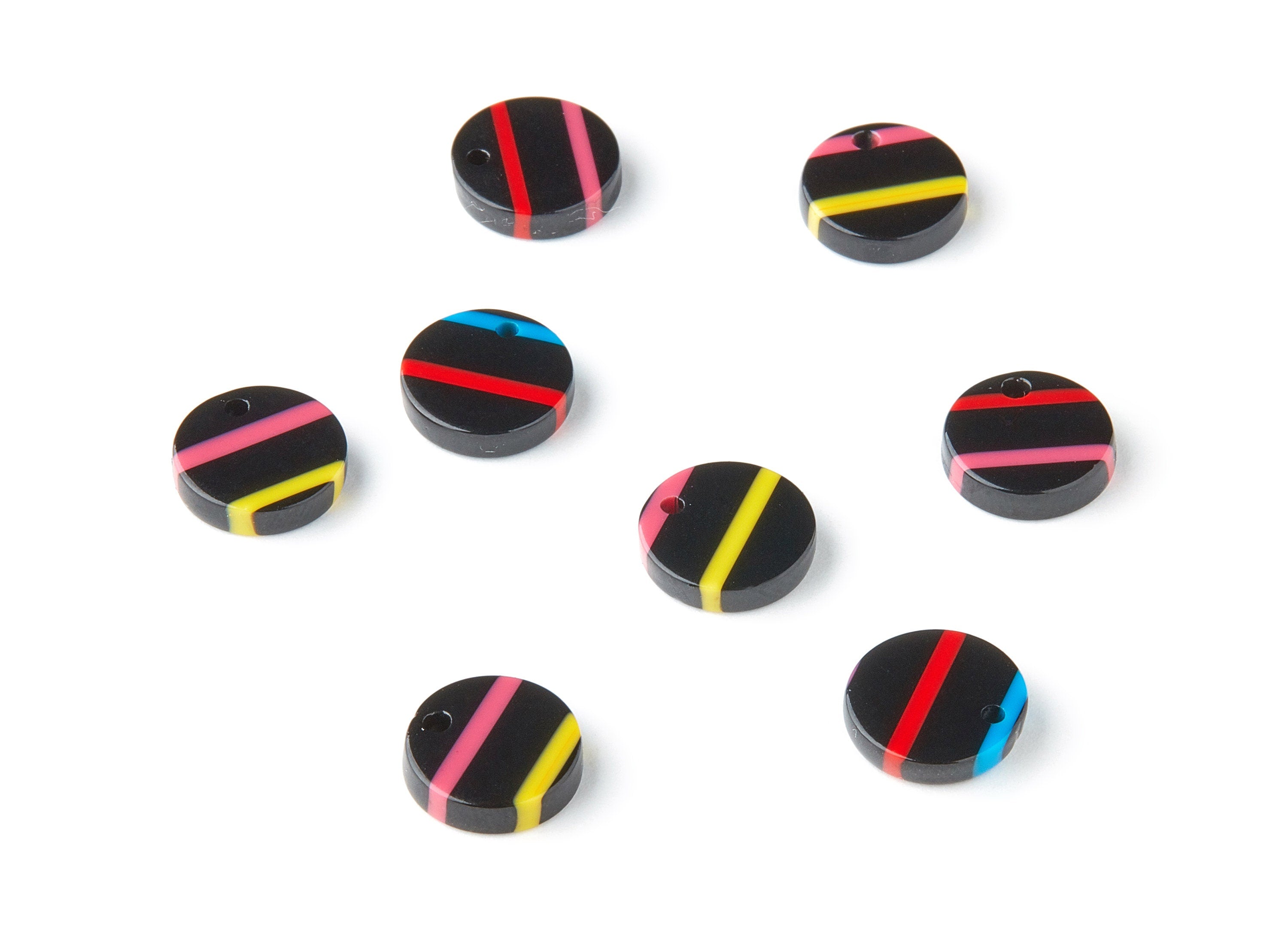 Acetate Round Earring Charms - Circle Shaped Pendant - Earring Findings - Jewellery Supplies - Color Code: A141 - 10.8x10.8x2.72mm - AC1161F - DOMEDBAZAAR