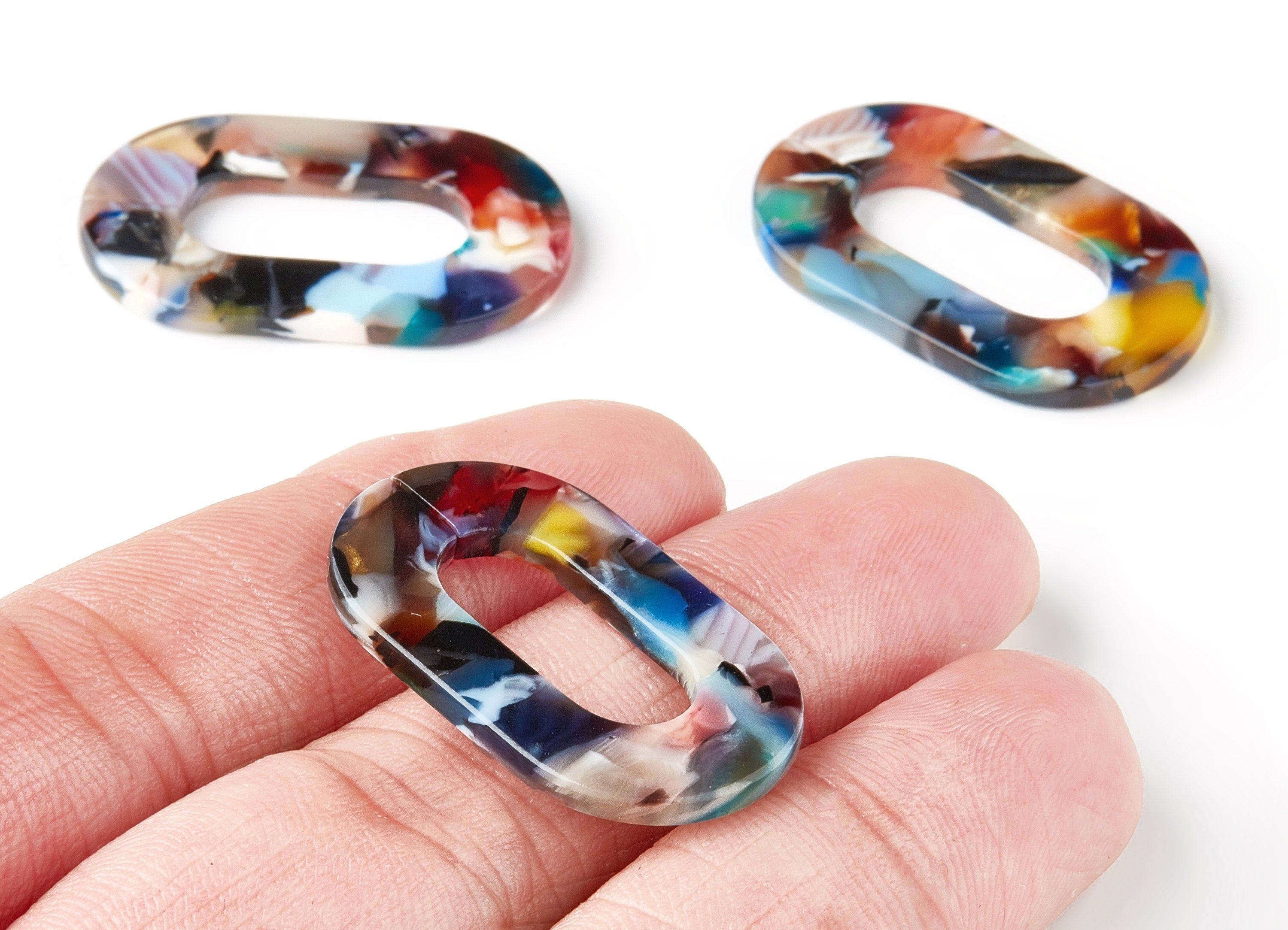 Acetate Acrylic Charms - Laser Cut Open Oval Flat Cable Chain - Jewelry Supplies - Color Code: A60 - 32.52x19.75x2.66mm - AC1148C - DOMEDBAZAAR