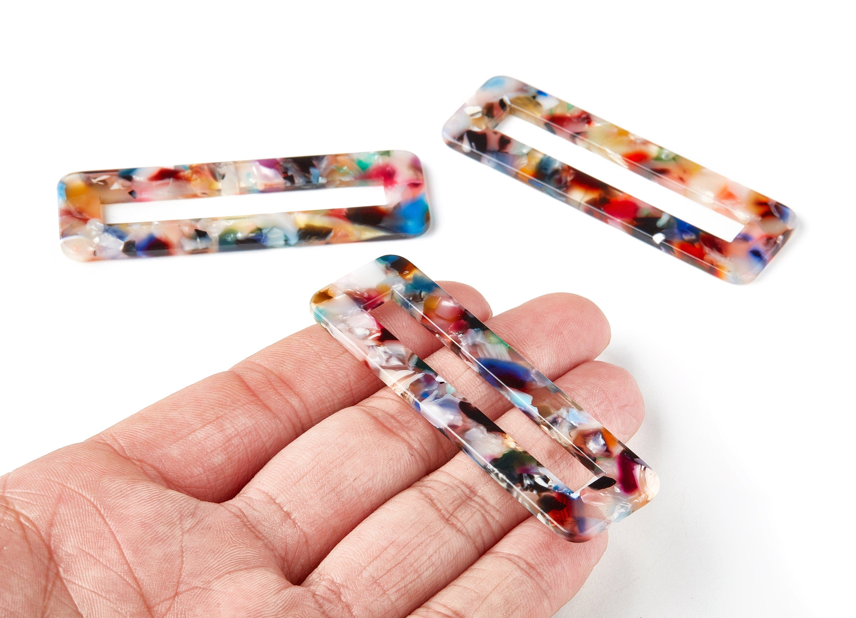 Acetate Hair Clip Charms - Rectangle Hair Barrette - Jewelry Supplys - Color Code:A58 - 67.8x21.7x2.5mm - AC1547-A58 - DOMEDBAZAAR