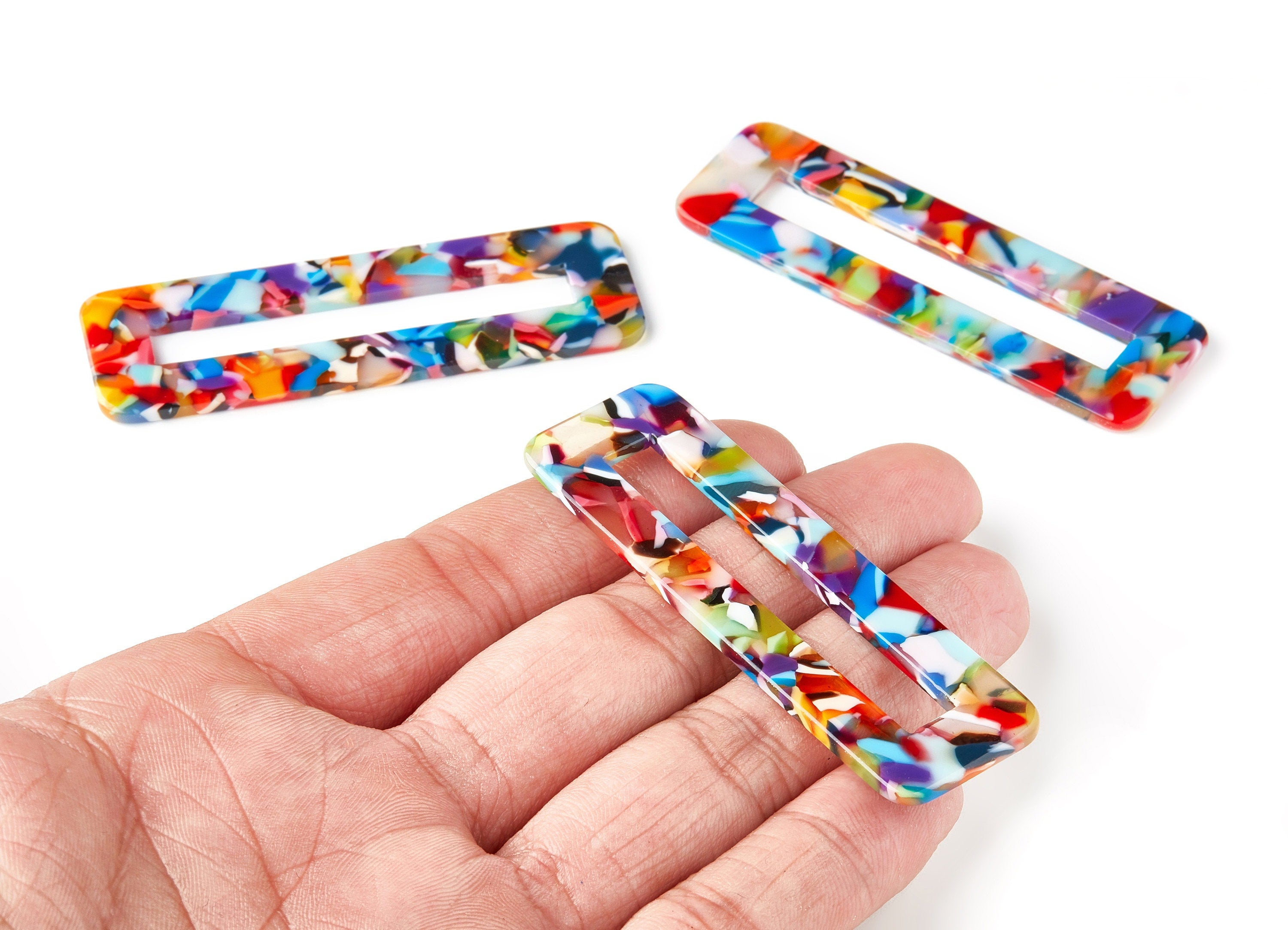 Acetate Hair Clip Charms - Rectangle Hair Barrette - Jewelry Supplys - Color Code:A21 - 67.8x21.7x2.5mm - AC1547-A21 - DOMEDBAZAAR
