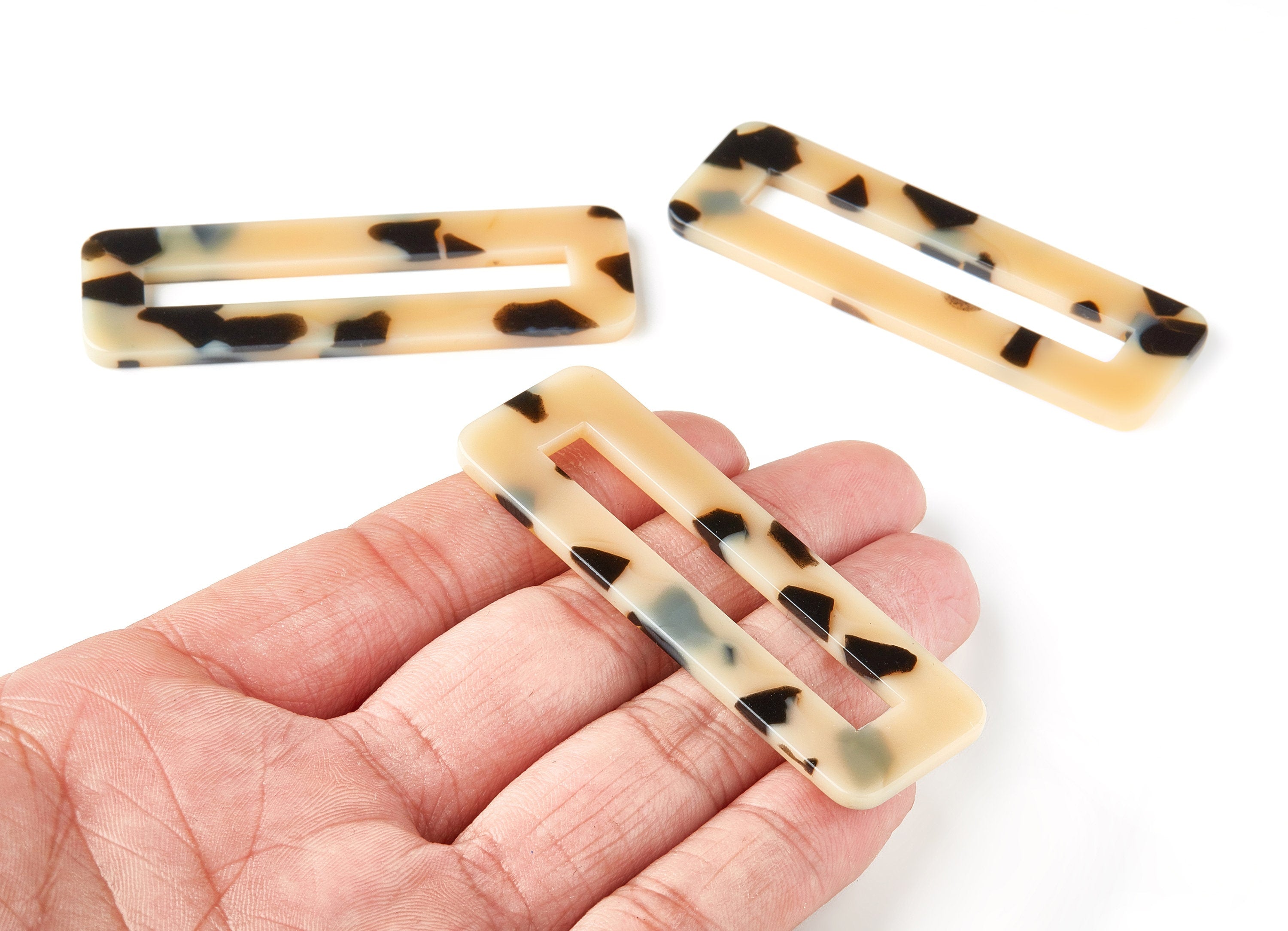 Acetate Hair Clip Charms - Blonde Tortoise Shell Hair Clip - Rectangle Hair Barrette - Color Code:A250 - 67.8x21.7x2.5mm - AC1547-A250 - DOMEDBAZAAR