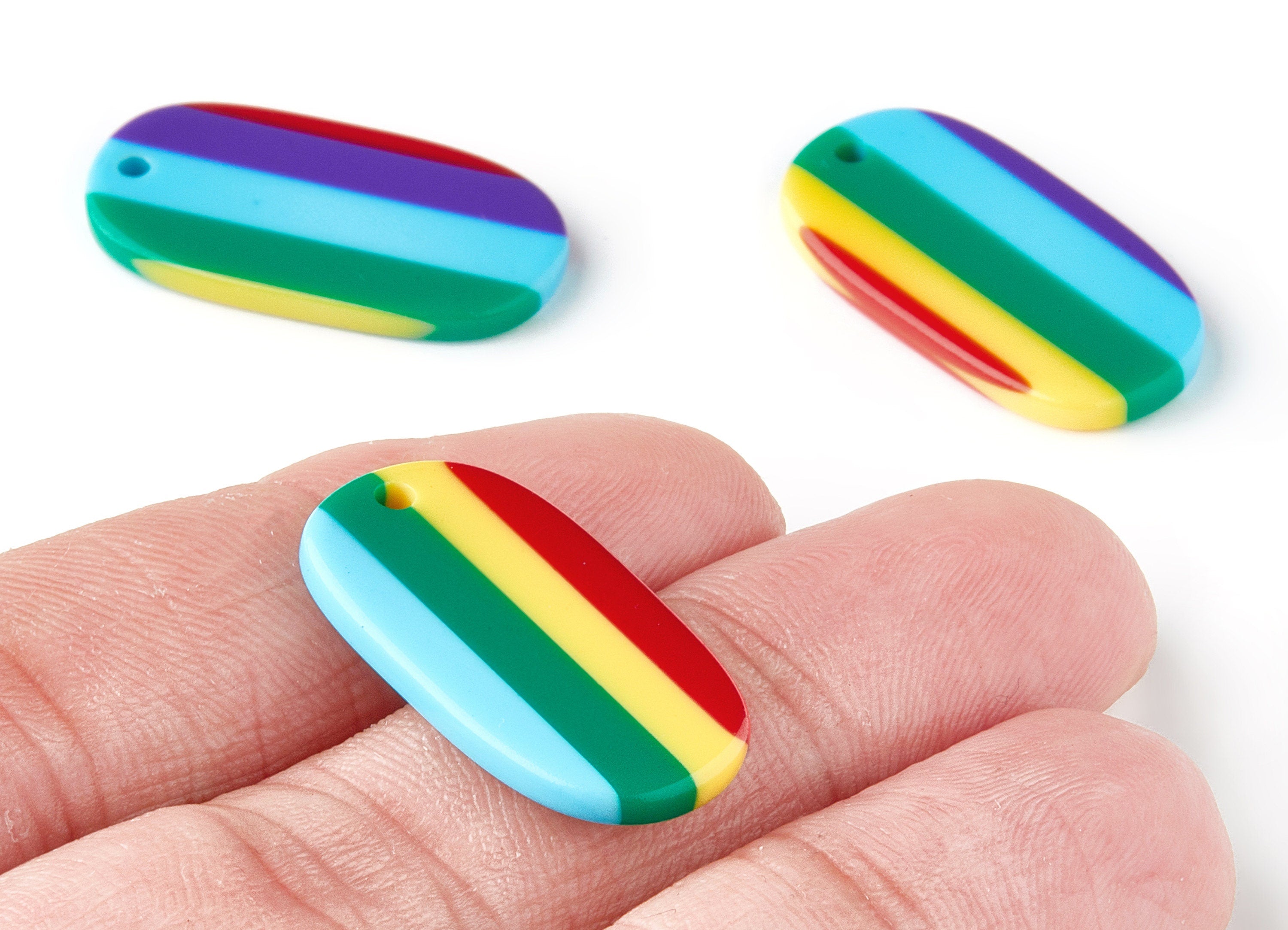 Acetate Oval Earring Charms - Oval Shaped Pendant - Earring Findings - Jewelry Supplies - Color Code: A115 - 26.63x13.9x2.7mm - AC1156AN - DOMEDBAZAAR