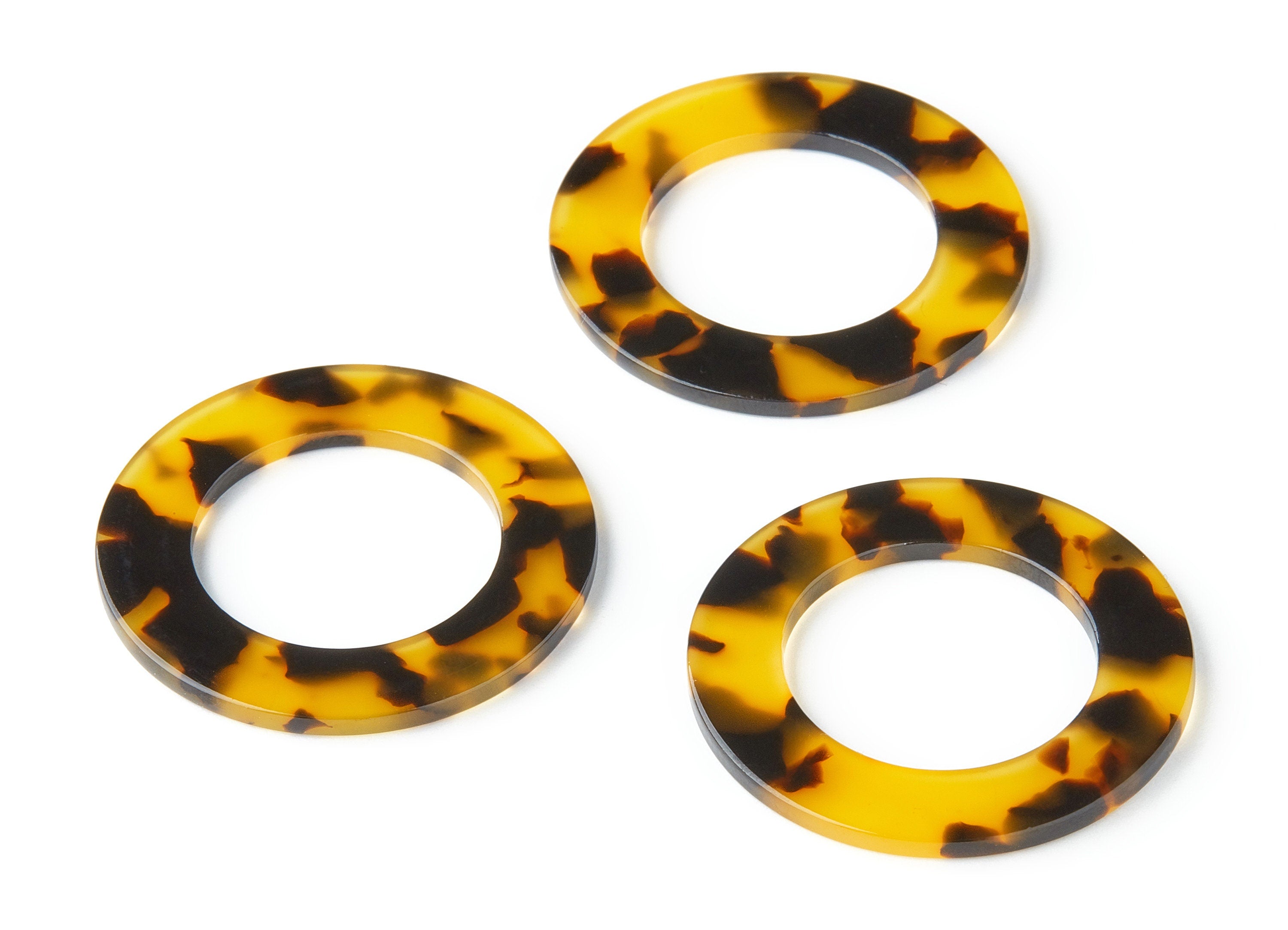 Acetate Circle Charms - Tortoise Shell Earrings - Circle Pendant - Jewelry Making Supplies - Color Code: A02 - 39.8x39.8x2.54mm - AC1070A2 - DOMEDBAZAAR