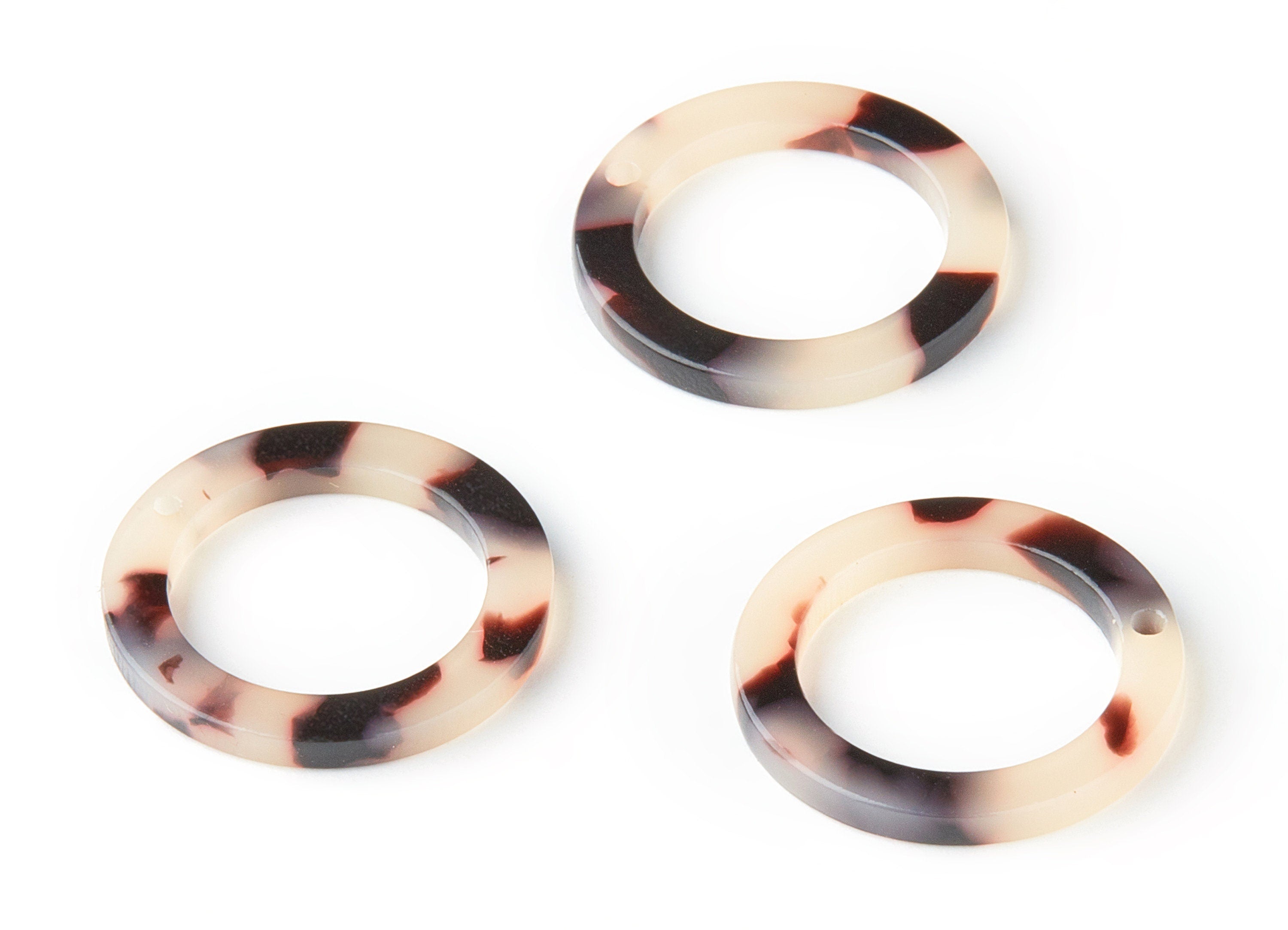 Acetate Acrylic Earring Charms - Blonde Tortoise Shell Earrings - Circle Pendant - Color Code: A07 - 22.8x22.8x2.63mm - AC1118K - DOMEDBAZAAR